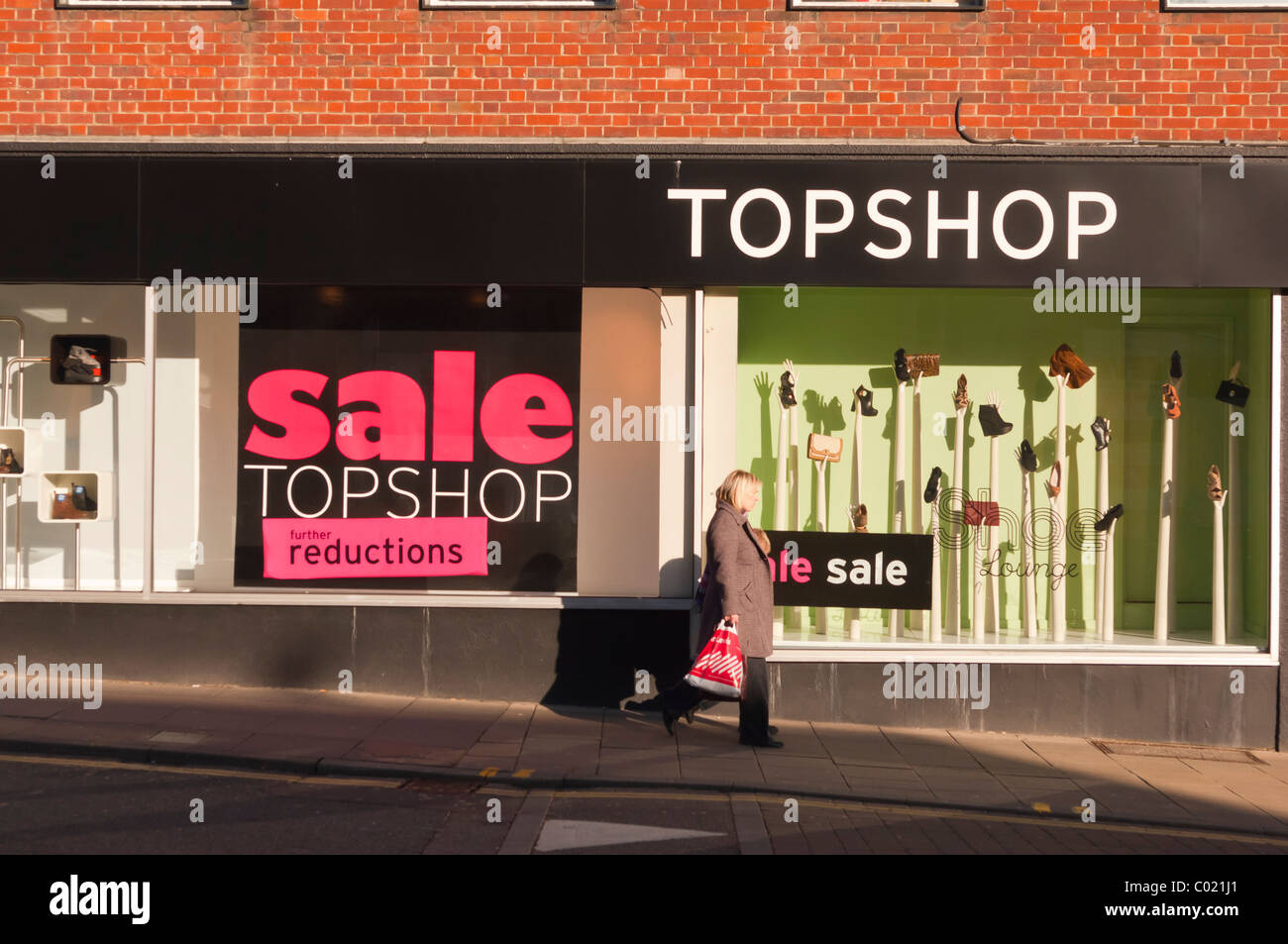 La Topshop shop store in Norwich , Norfolk , Inghilterra , Inghilterra , Regno Unito Foto Stock