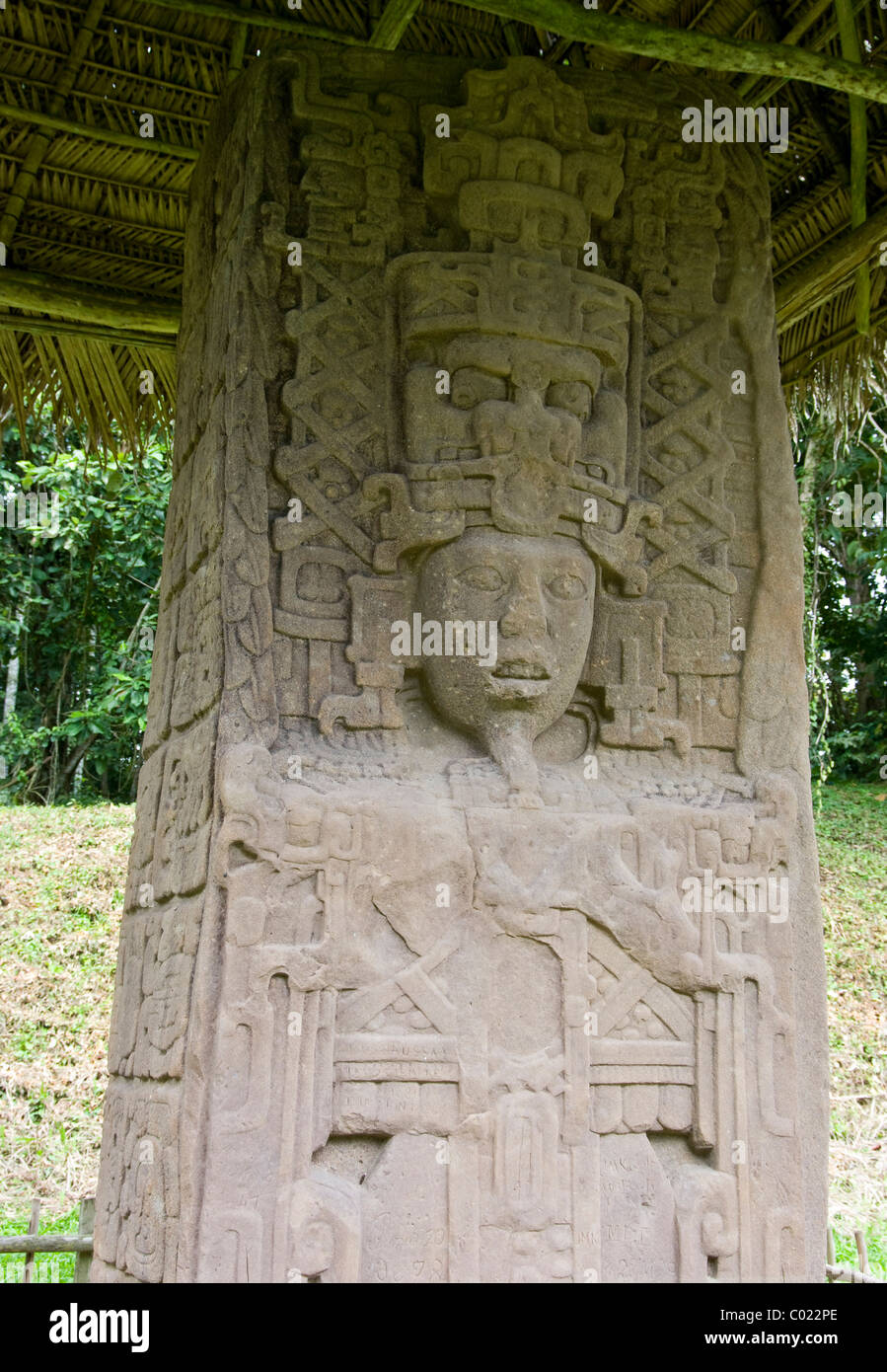 Guatemala. Quiriguá zona archeologica. Estela A. Foto Stock