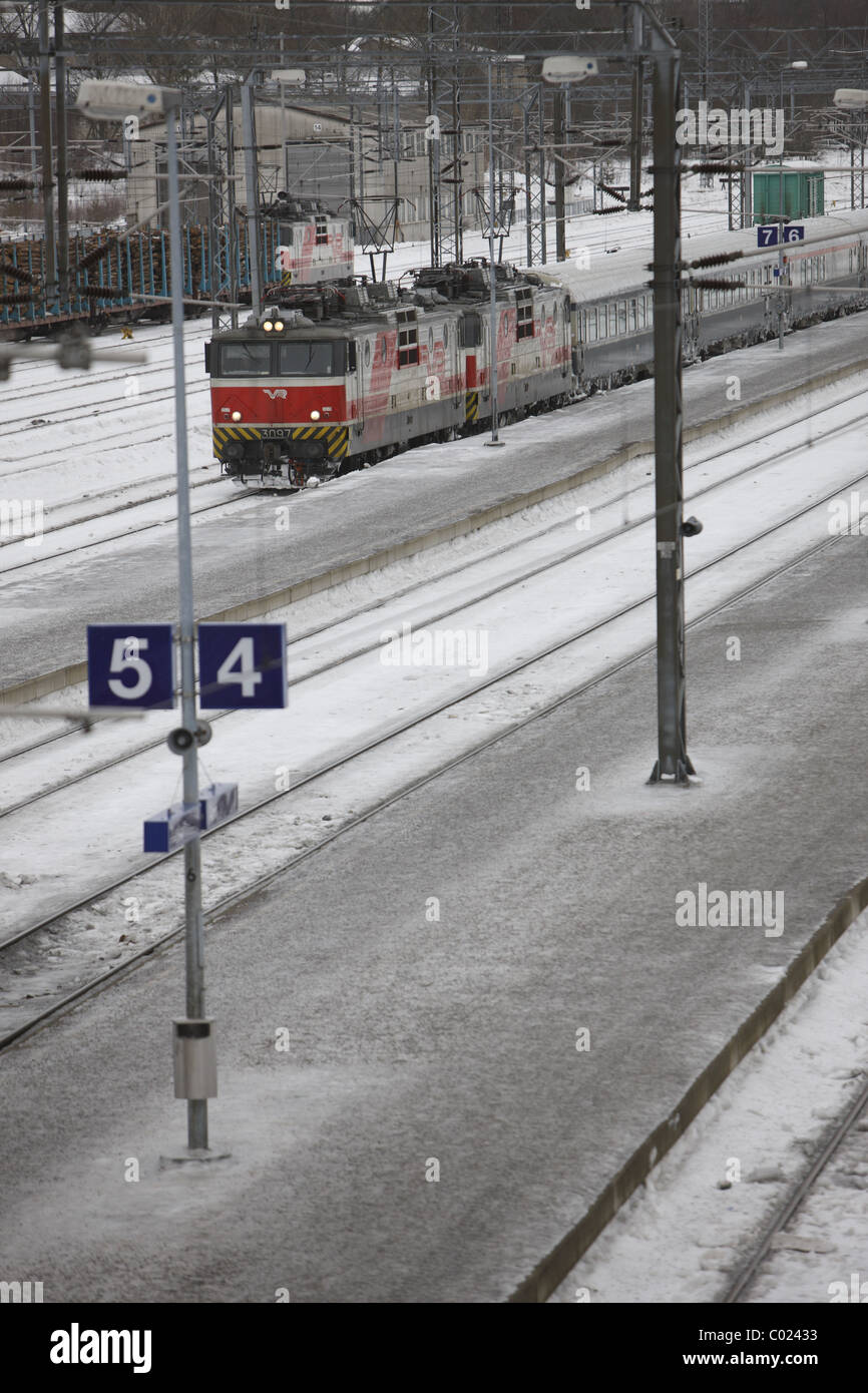 Finnland, Turku, 20110204, la stazione ferroviaria di turku © Gerhard Leber ha Foto Stock