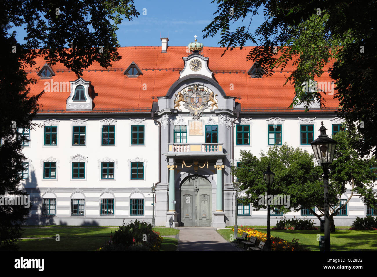 Portale ad est, Fuerstbischoefliche Residenz principe-residenza del vescovo, Augsburg, Schwaben, Baviera, Germania, Europa Foto Stock