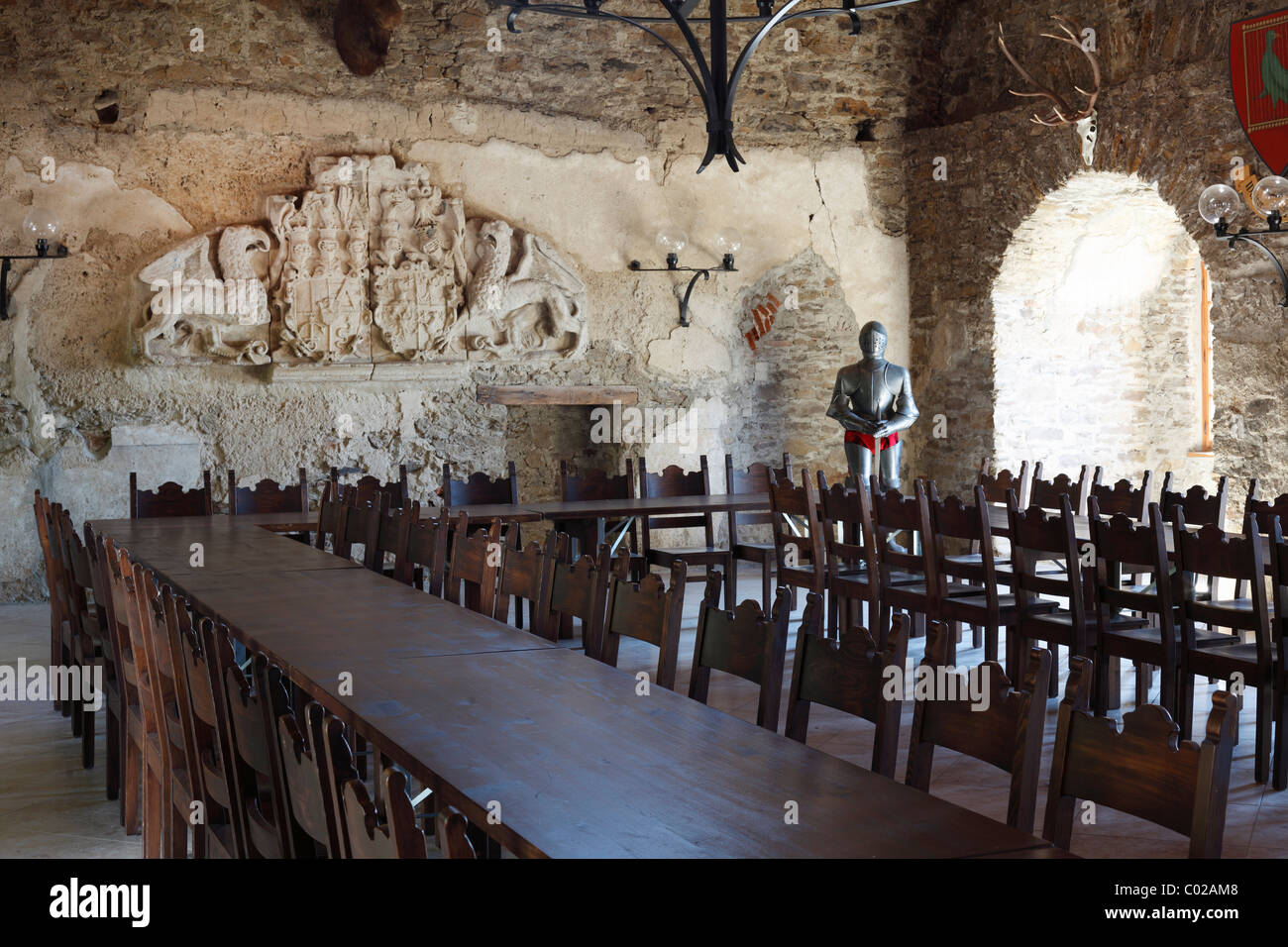 Knight's Hall, Aggstein rovine del castello, Dunkelsteinerwald, Wachau, Mostviertel trimestre, Austria Inferiore, Austria, Europa Foto Stock