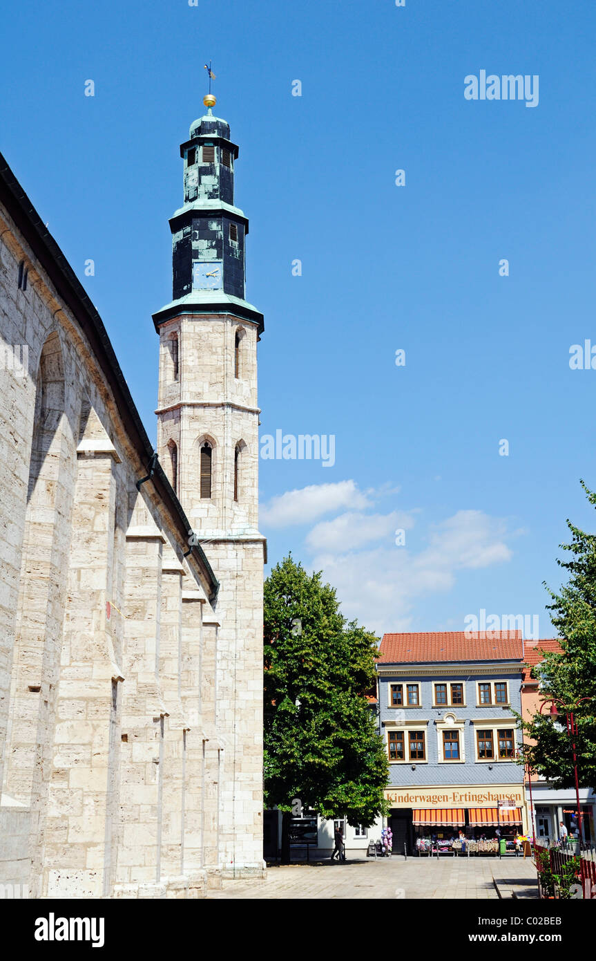 Chiesa abbaziale di San Crucis, Chiesa Kornmarkt, Museo del tedesco della guerra dei contadini, città di Muehlhausen Foto Stock