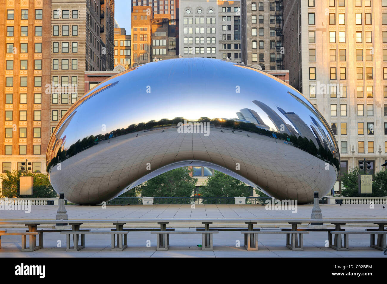 Cloud Gate, scultura, il fagiolo, da Anish Kapoor, AT & T Plaza, il Millennium Park di Chicago, Illinois, Stati Uniti d'America, STATI UNITI D'AMERICA Foto Stock
