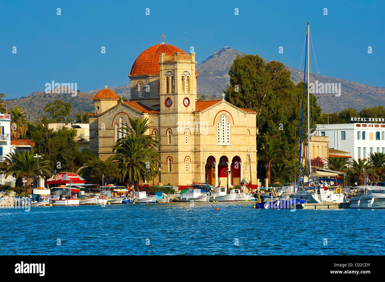 La Chiesa di Panayitsa, Aegina Port , greco isole Saroniche. Foto Stock