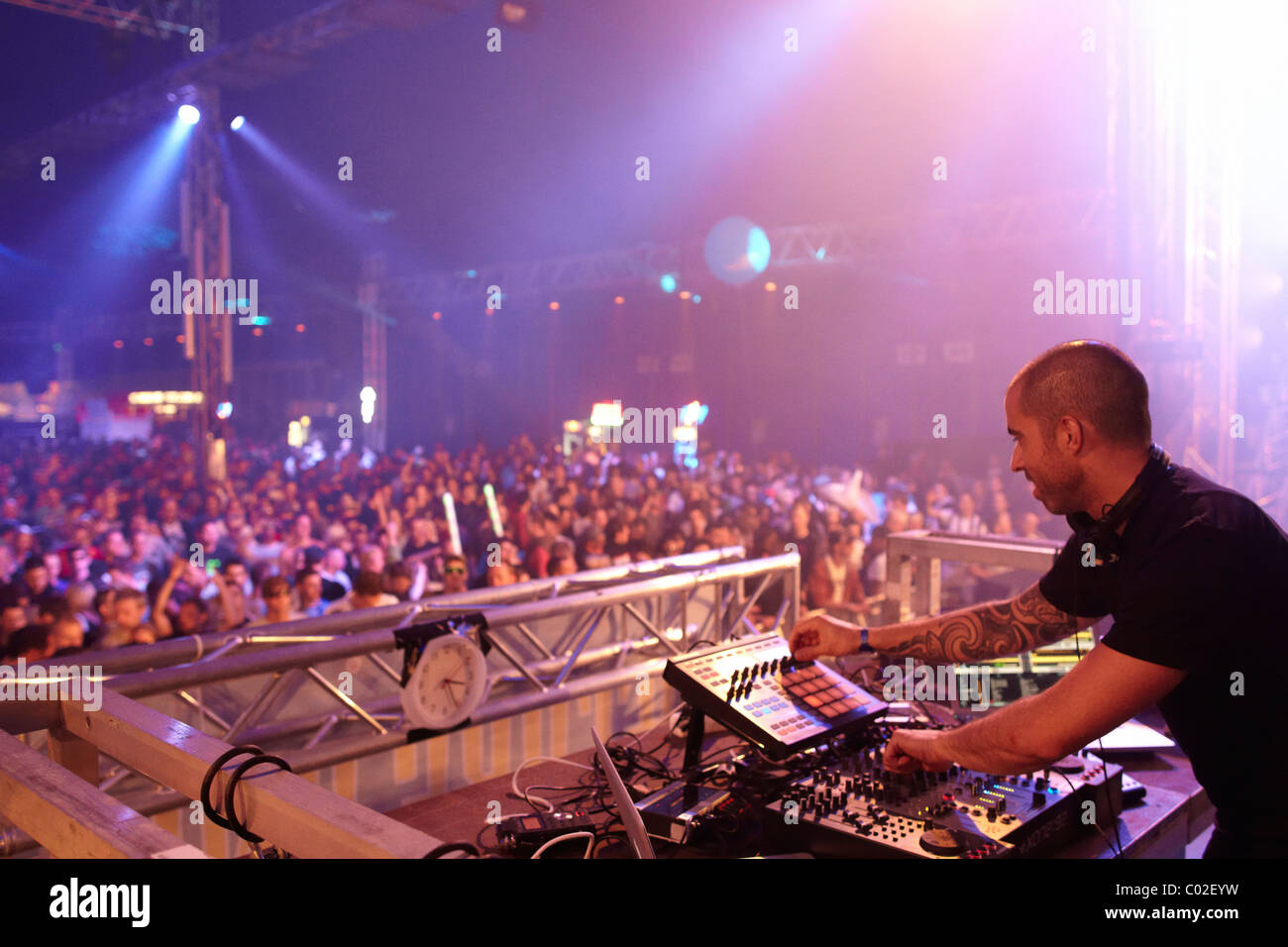 DJ Chris Liebing, Techno festival natura uno 2010, Kastellaun, Renania-Palatinato, Germania, Europa Foto Stock