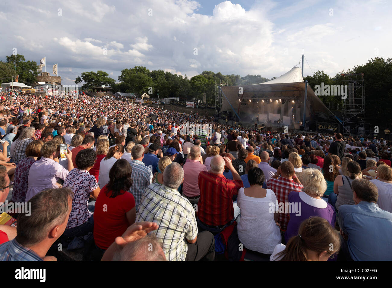 Concerto del gruppo pop Pur su Loreley aria aperta, Stadio San Goarshausen, Renania-Palatinato, Germania, Europa Foto Stock