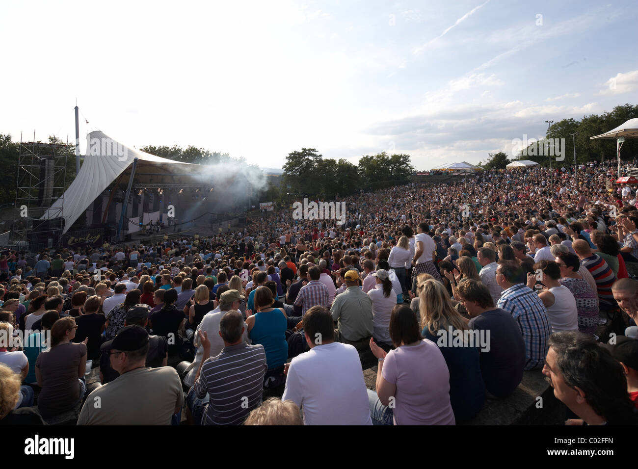 Concerto del gruppo pop Pur su Loreley aria aperta, Stadio San Goarshausen, Renania-Palatinato, Germania, Europa Foto Stock