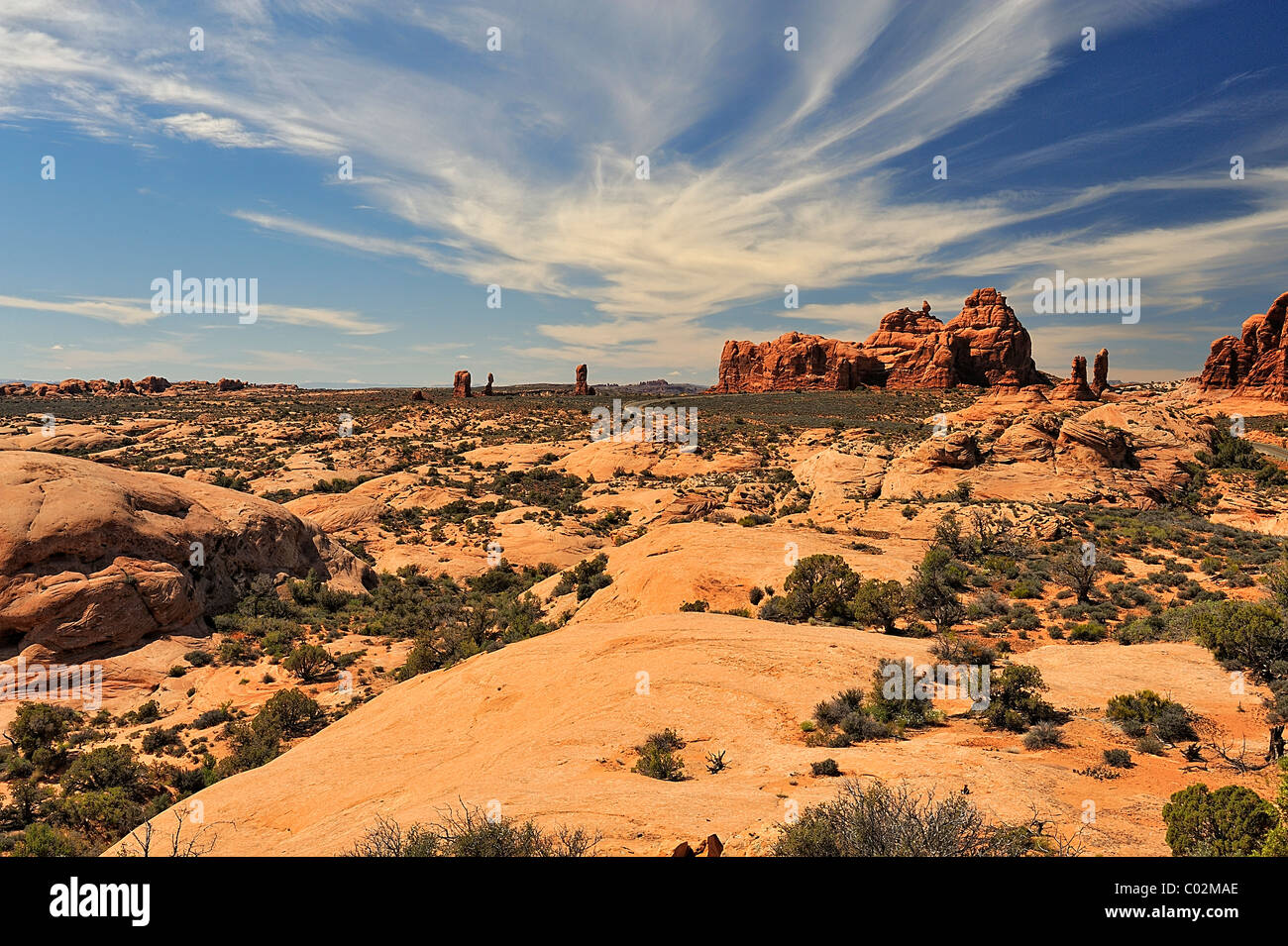 Giardino di Eden formazione in Arches National Park nello Utah, vicino a Moab, STATI UNITI D'AMERICA Foto Stock