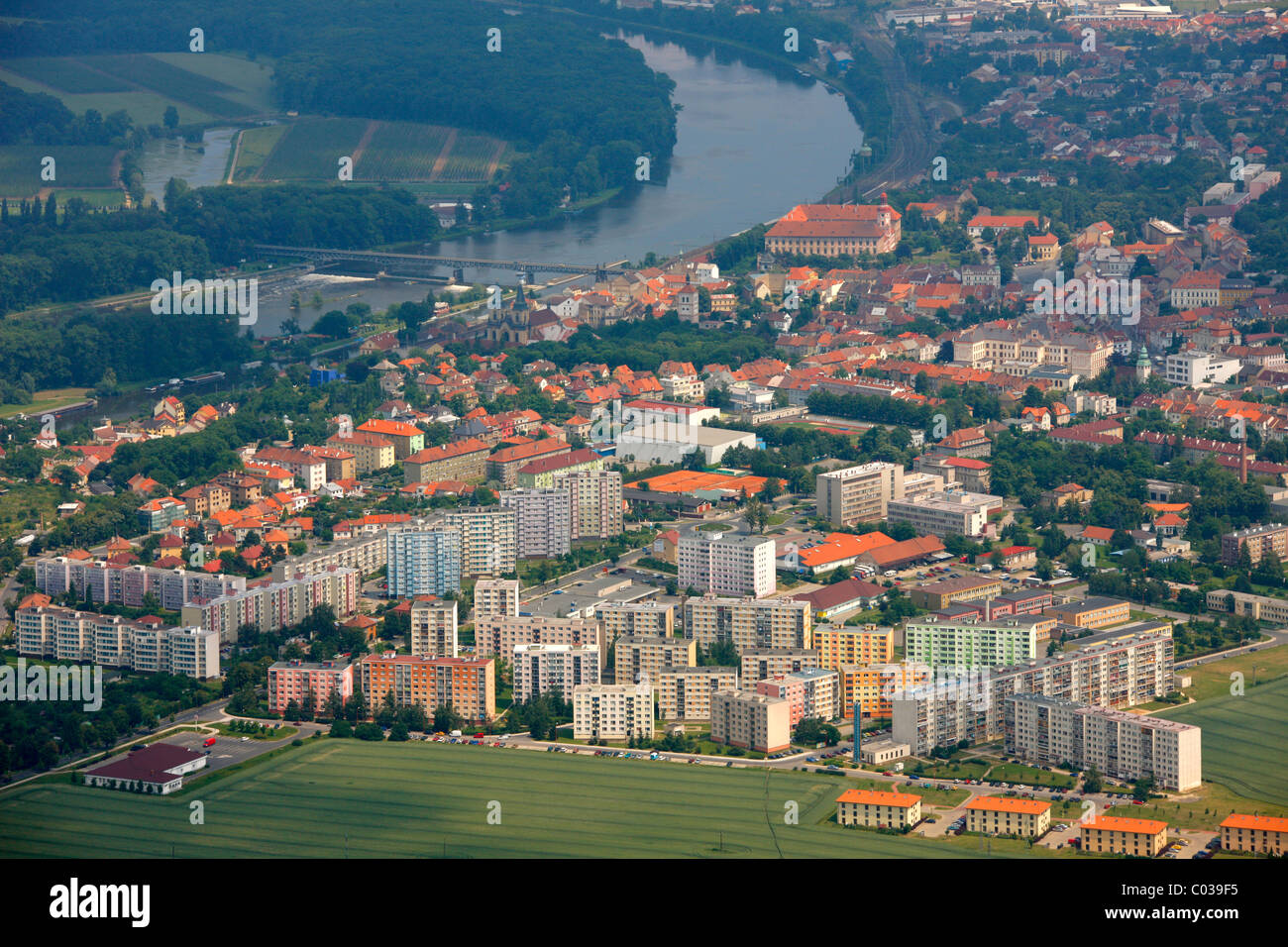 Vista aerea, Ústí nad Labem, Repubblica Ceca, Europa Foto Stock