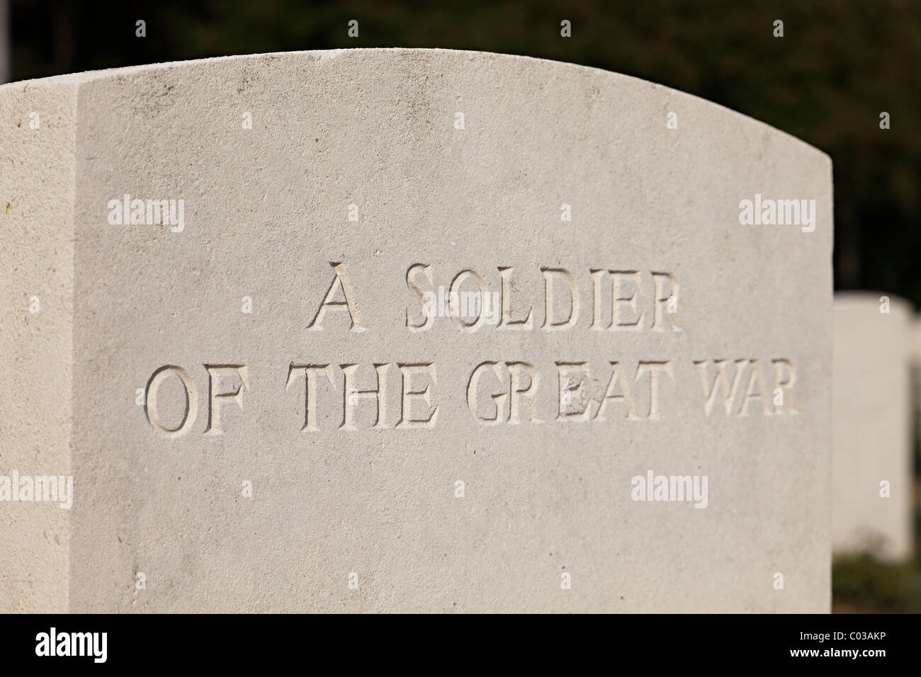 Un soldato della Grande Guerra lapide Prima Guerra Mondiale cimitero Vimy ridge Francia Foto Stock