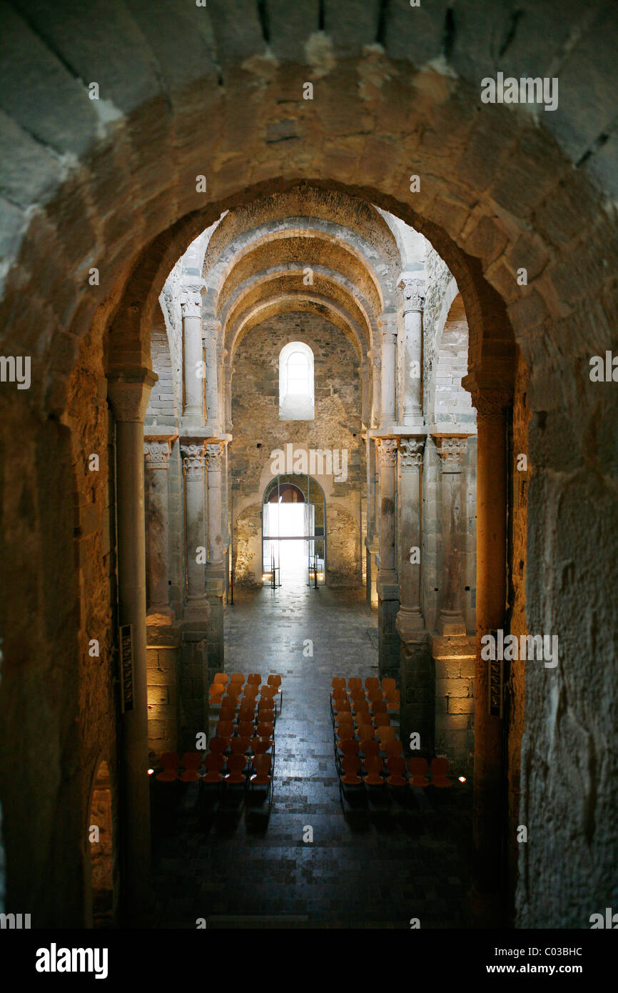 Chiesa cattedrale, Monestir de Sant Pere de Rodes monastero, Catalogna, Spagna, Europa Foto Stock