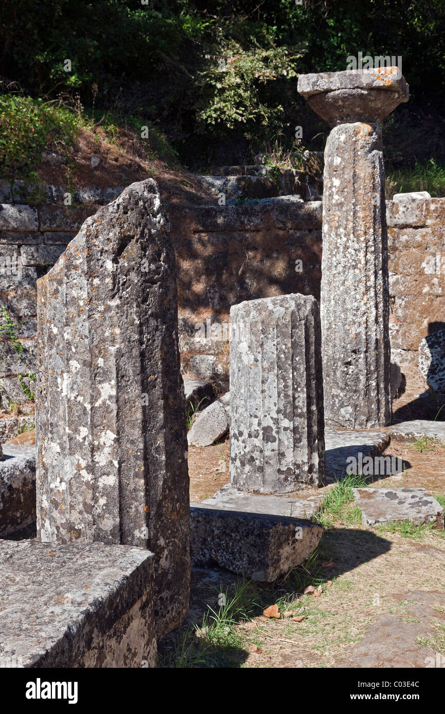 Kardaki Tempio nel parco di Mon Repos Palace, Analipsi Penisola, città di Corfù, anche Kerkira o Kerkyra, Corfù Foto Stock