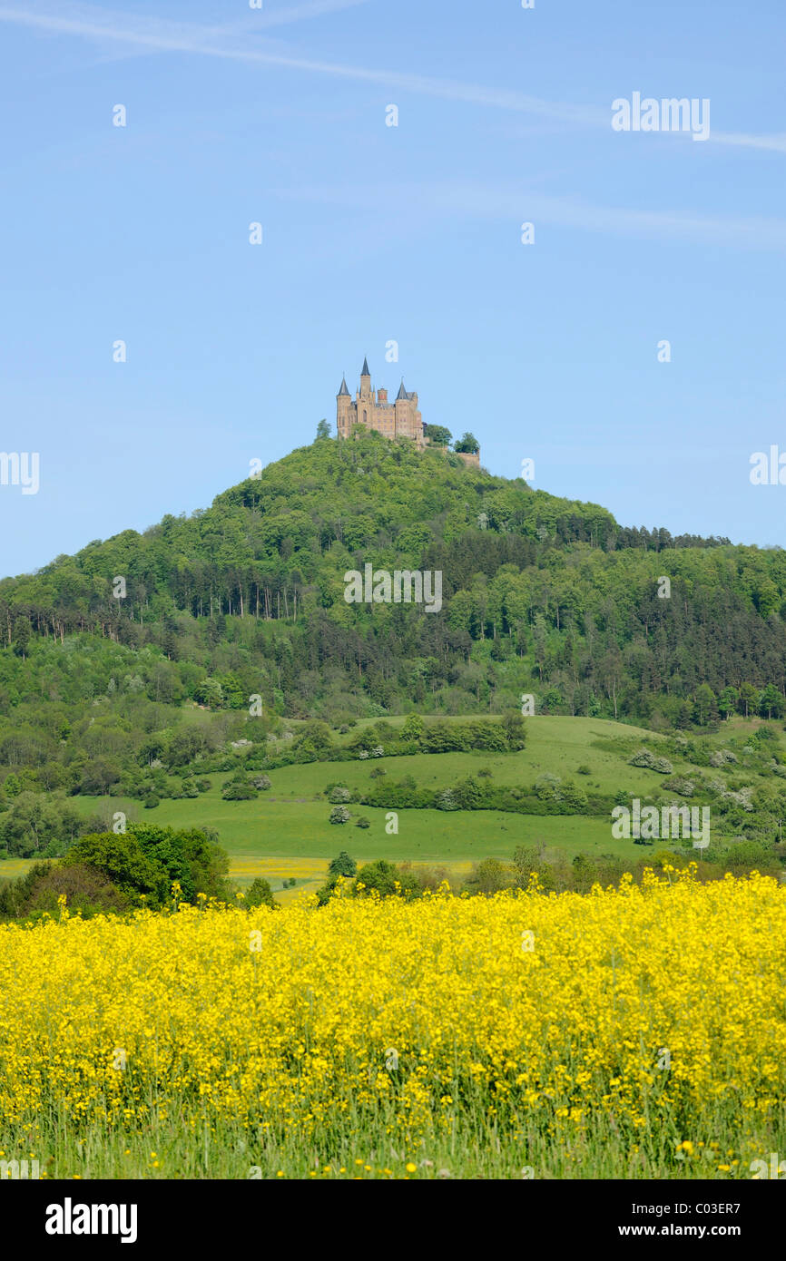 Burg Hohenzollern Castello, Hechingen, Baden-Wuerttemberg, Germania, Europa Foto Stock