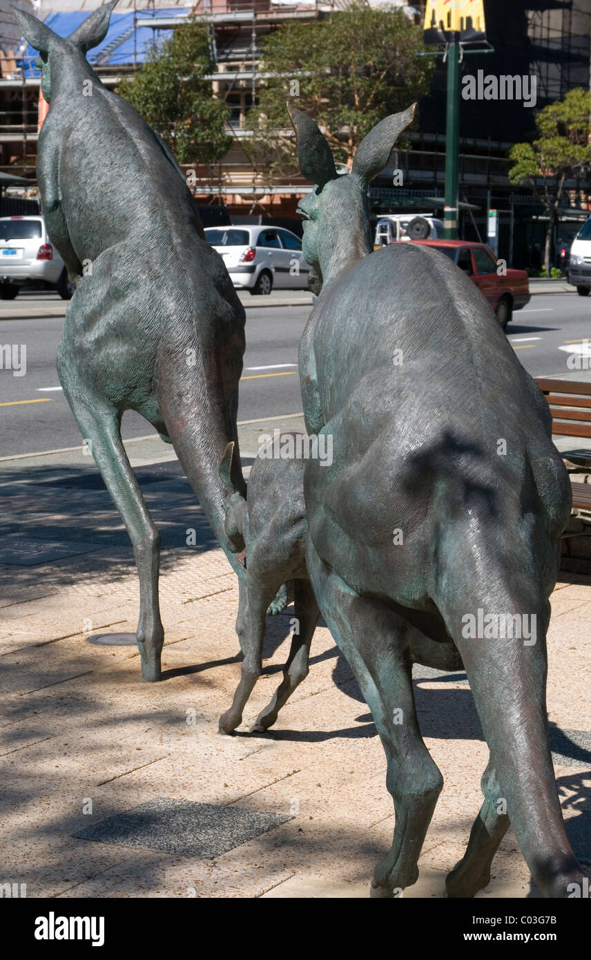 Canguri nella città sculture, Perth, Western Australia. Foto Stock