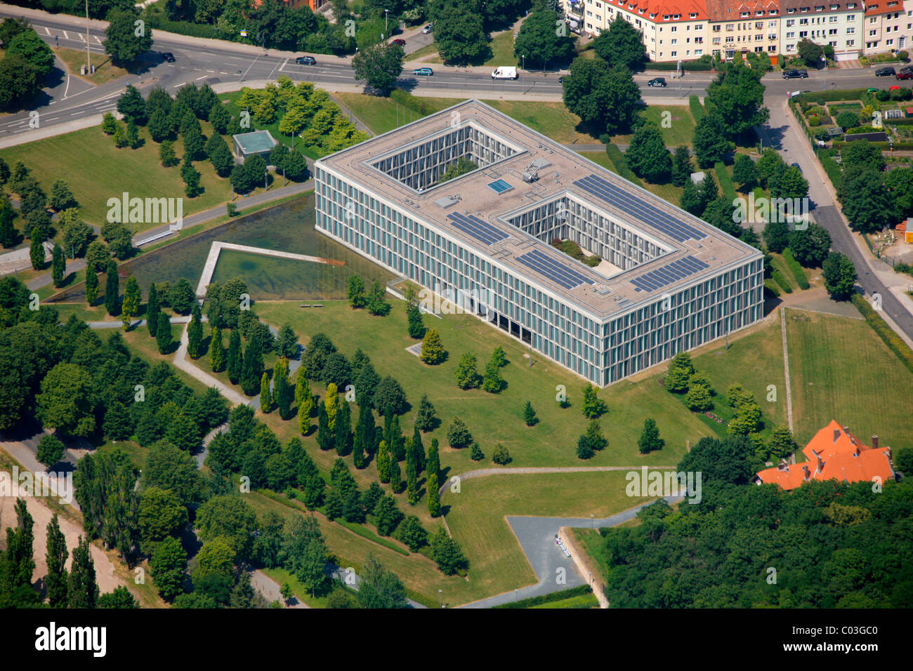 Vista aerea, Tedesco Tribunale Federale del Lavoro, Erfurt, Turingia, Germania, Europa Foto Stock
