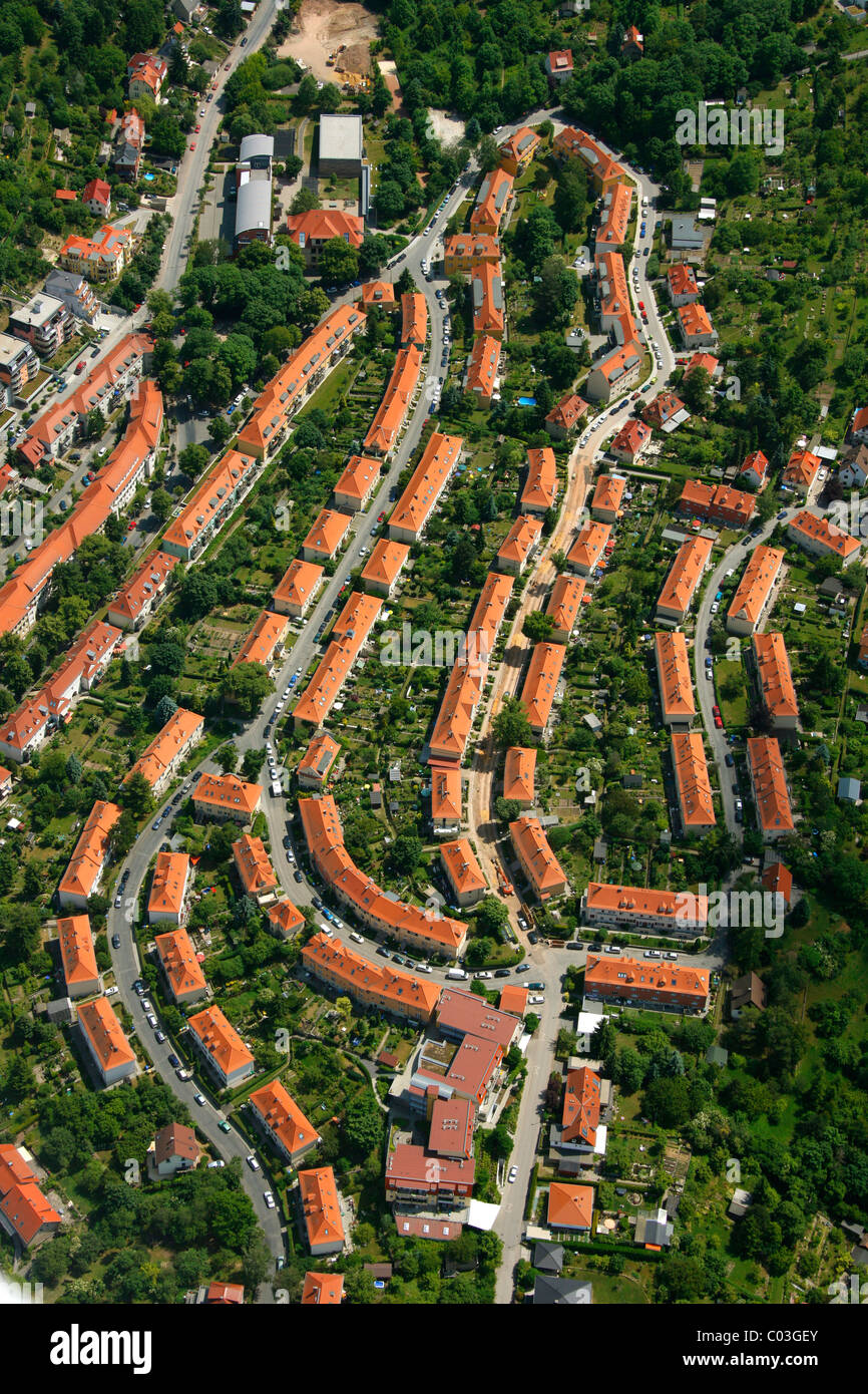 Vista aerea, alloggiamento station wagon, Jena, Turingia, Germania, Europa Foto Stock