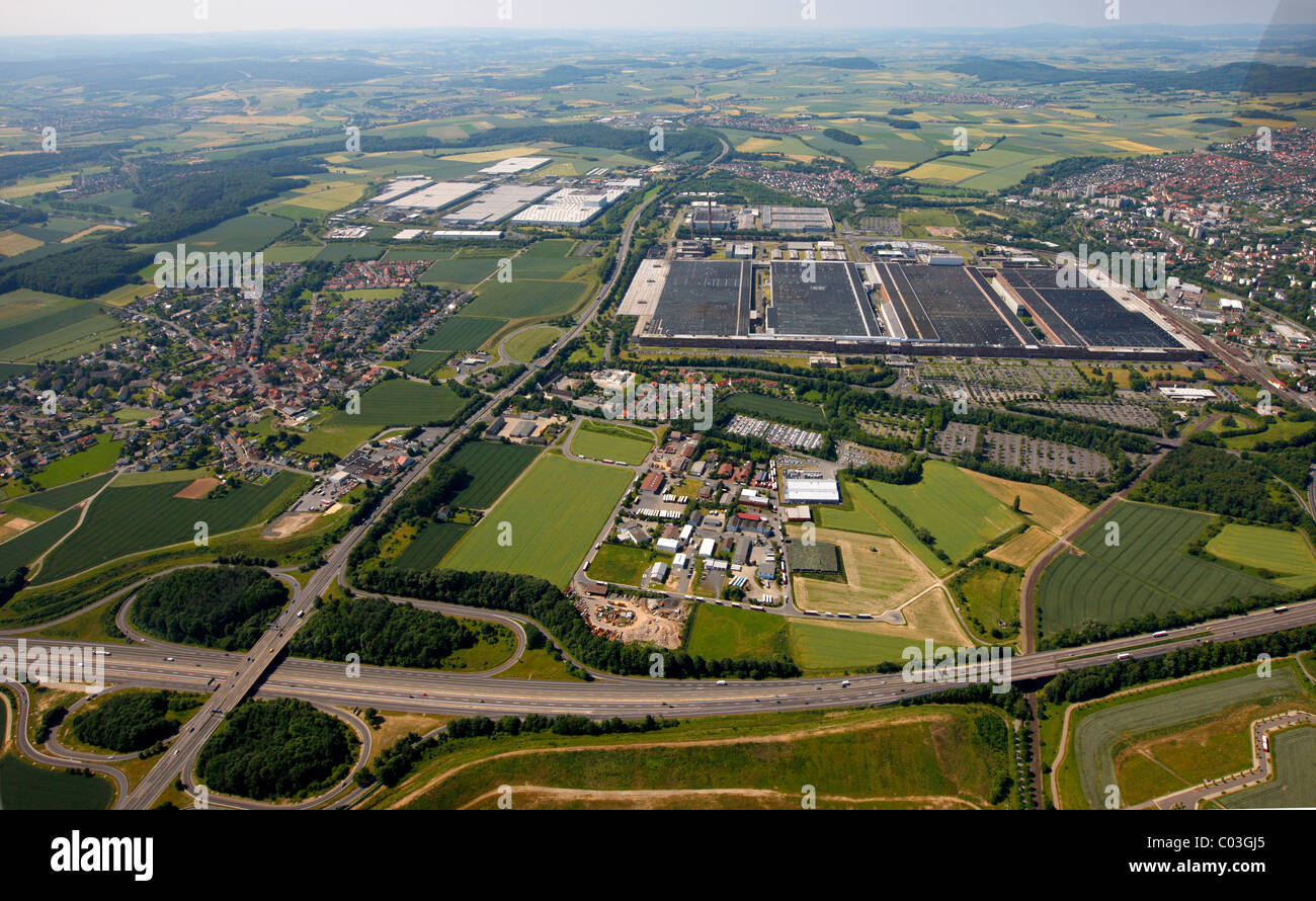 Vista aerea, Volkswagen Group fabbrica, Kassel, Hesse, Germania, Europa Foto Stock