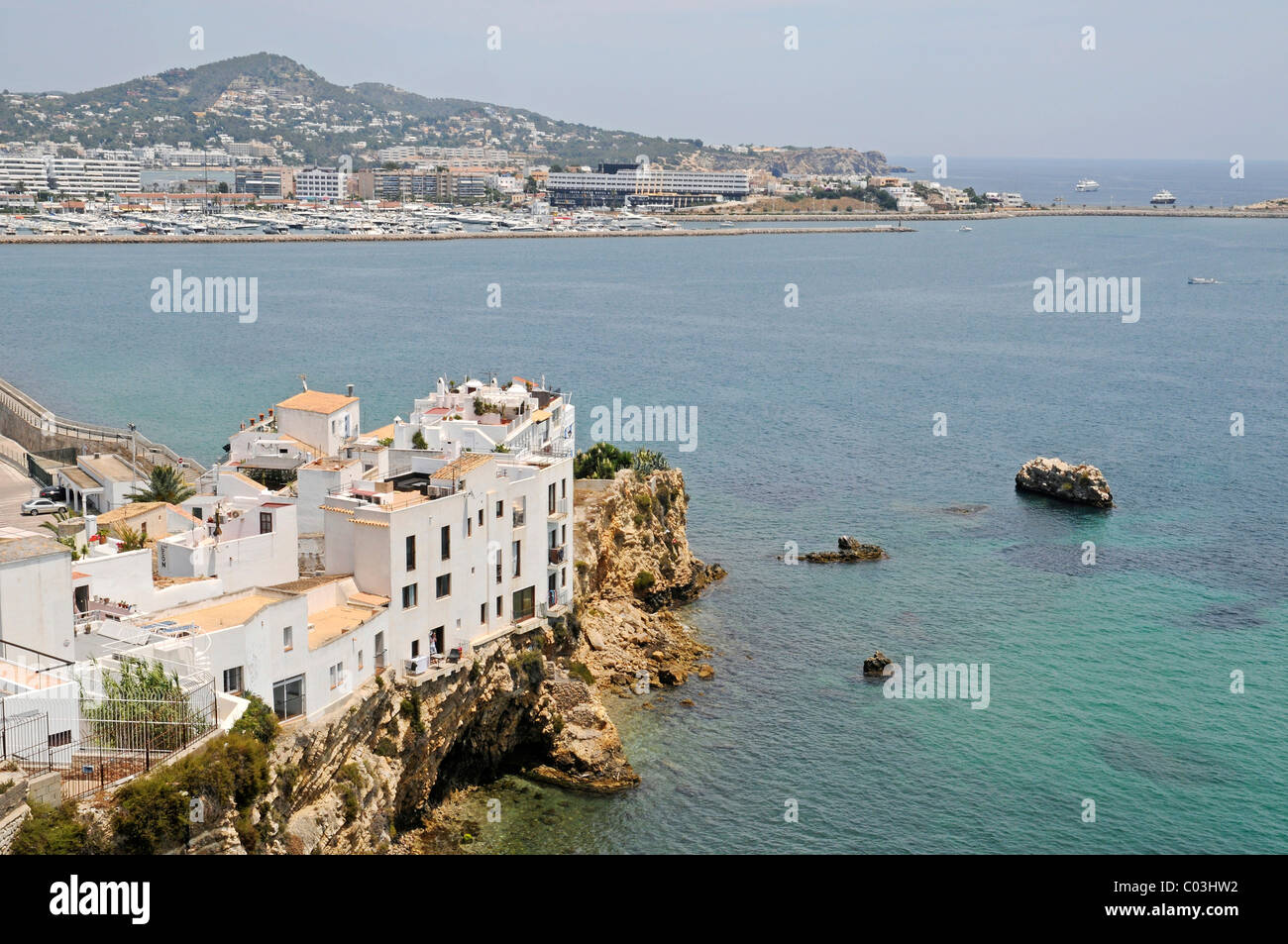 Sa Penya, quartiere dei pescatori, città storica, marina, coste, Eivissa, Ibiza, Pityuses, isole Baleari, Spagna, Europa Foto Stock