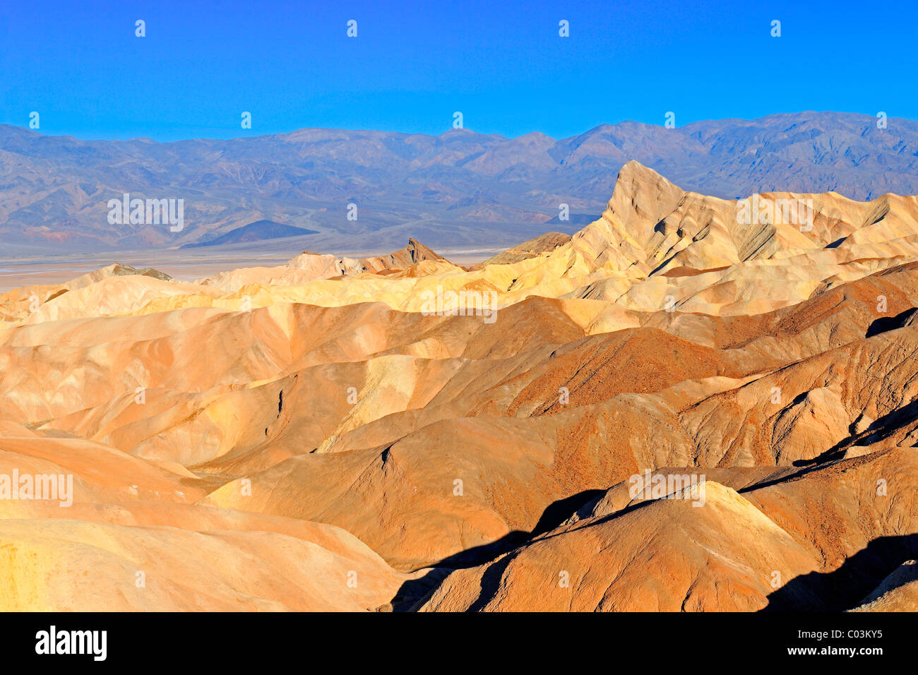 Le formazioni rocciose sul punto Zabriske nella luce del mattino, il Parco Nazionale della Valle della Morte, California, USA, America del Nord Foto Stock