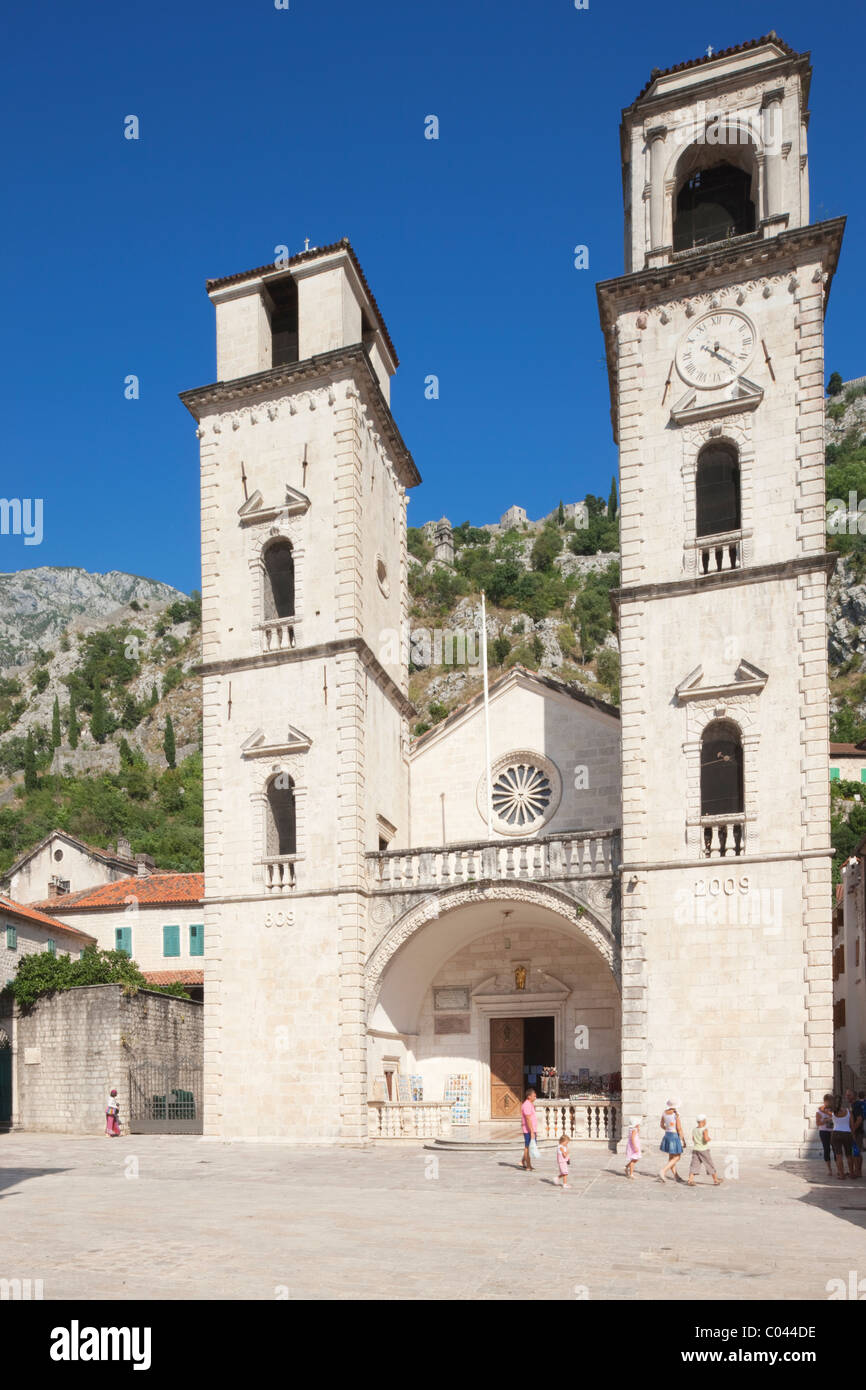 San Tripun's Cathedral, Kotor, Boka Kotorska, Montenegro Foto Stock