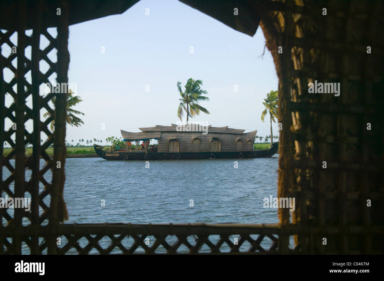 Houseboat sul backwaters del Kerala, India Foto Stock