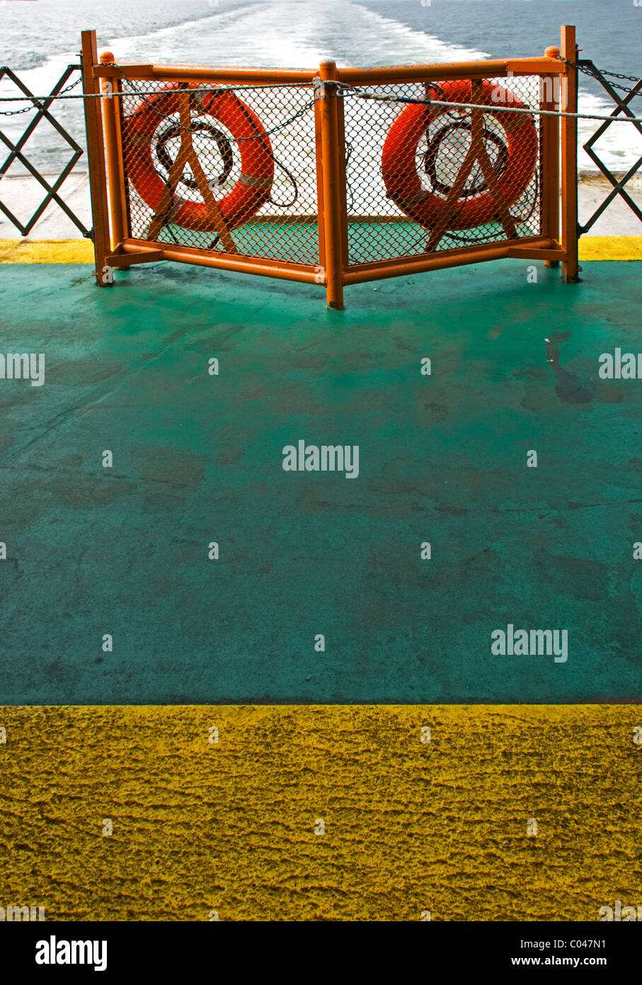 Parte superiore del porto di New York vista dal retro di Staten Island Ferry sul modo di Manhattan. Foto Stock