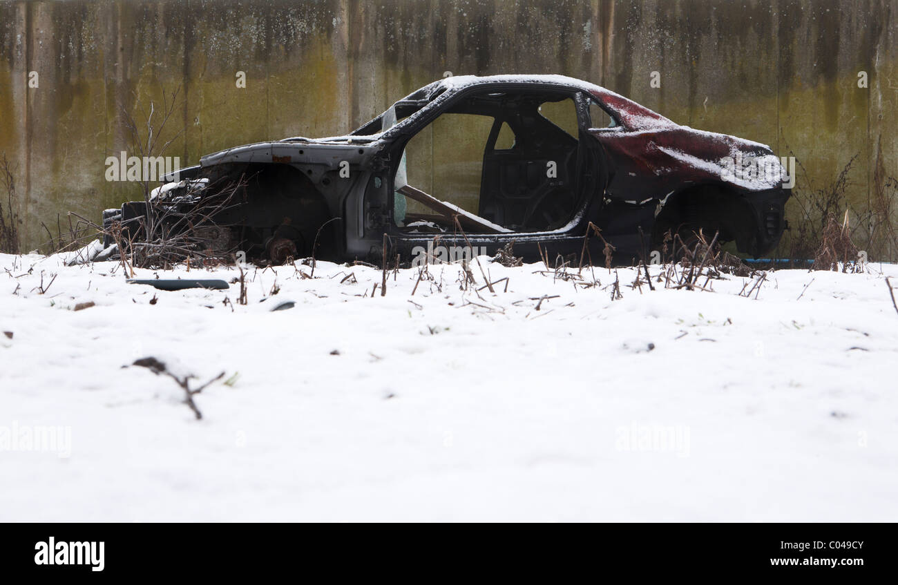 Auto bruciata e oggetto di dumping Foto Stock