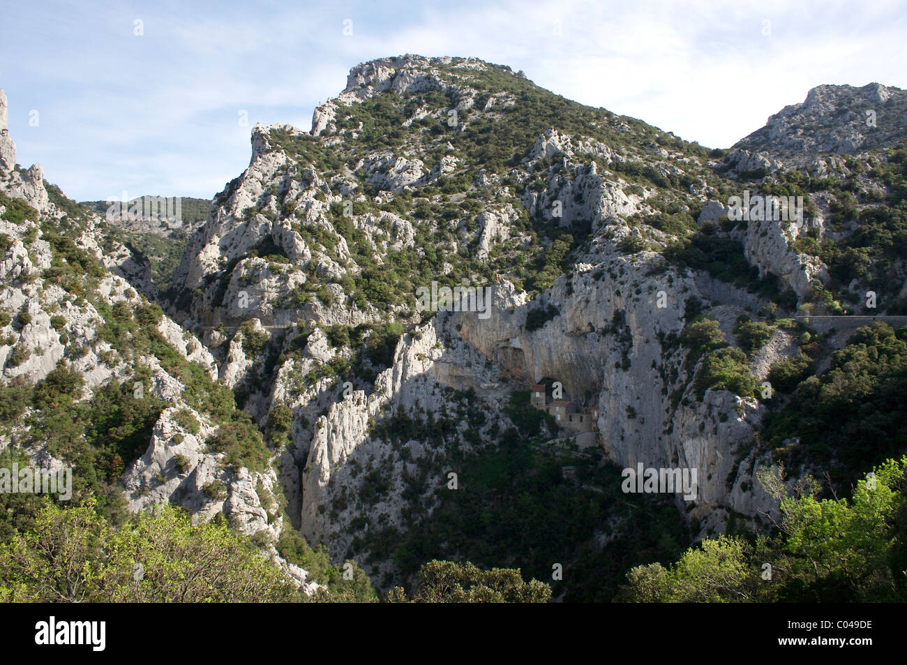 Gorge de Galamus nei Pirenei della Francia Foto Stock