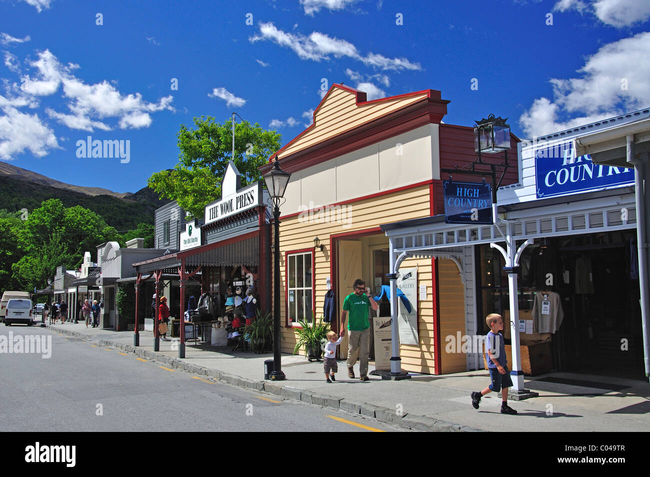 Negozi coloniali su Buckingham Street, Arrowtown, Otago Region, South Island, nuova Zelanda Foto Stock