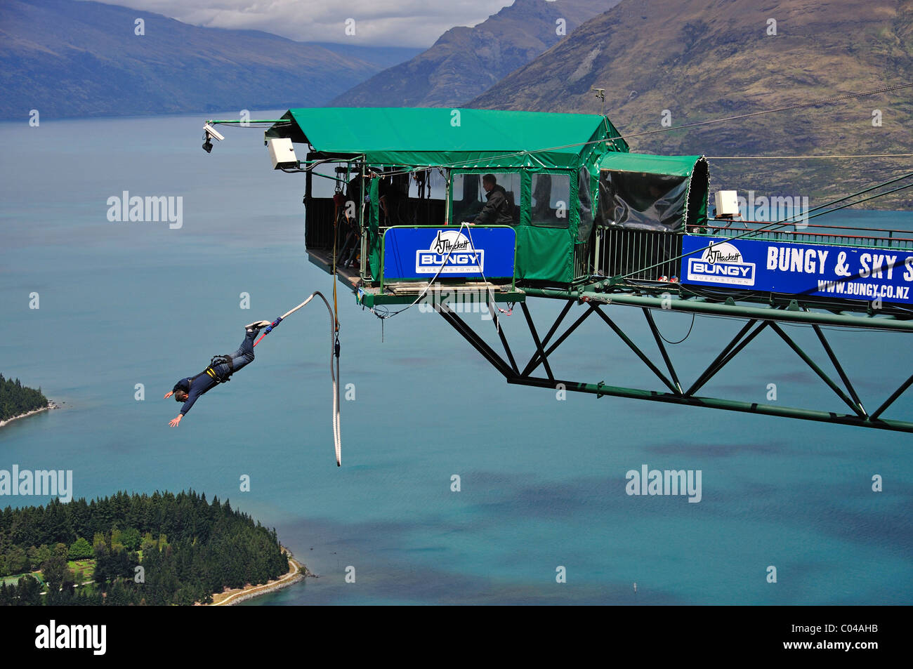 La battuta il Bungy, lo Skyline Gondola e luge, Queenstown, Regione di Otago, Isola del Sud, Nuova Zelanda Foto Stock