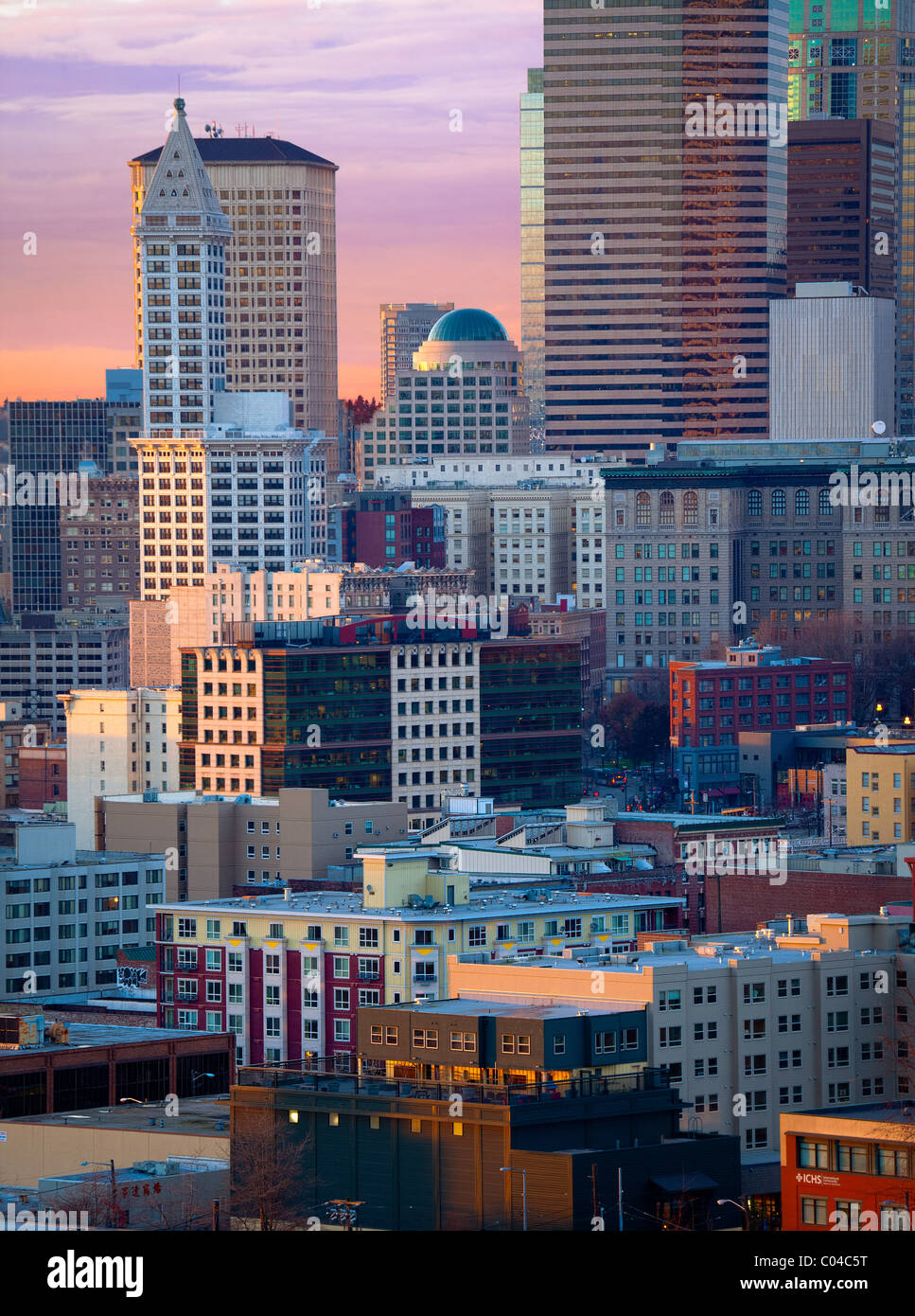 Edifici nel centro cittadino di Seattle Foto Stock