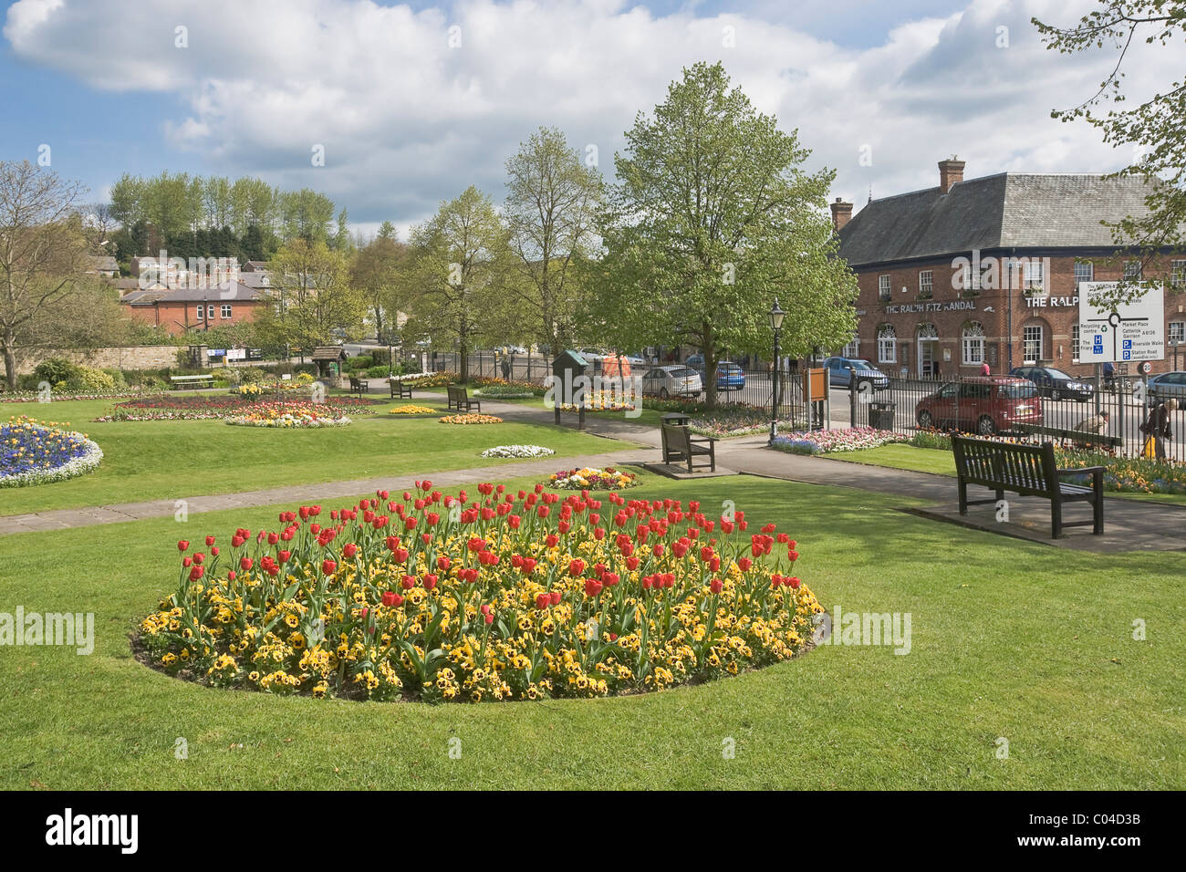 Giardini del convento, Richmond, North Yorkshire Foto Stock