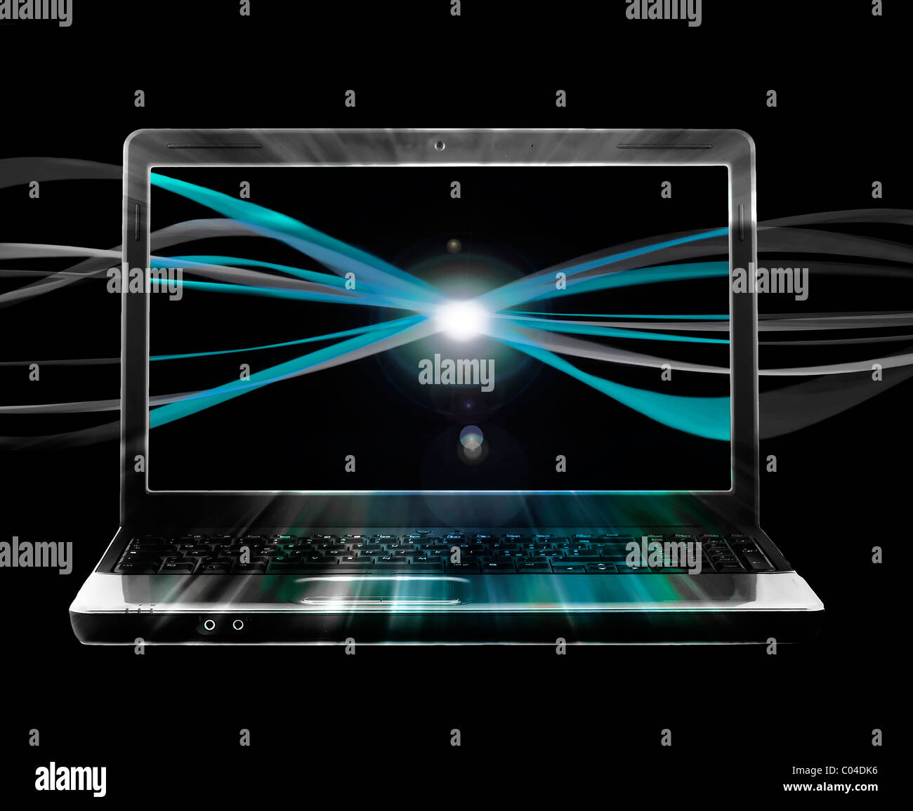 Laptop e streaming Internet Foto Stock