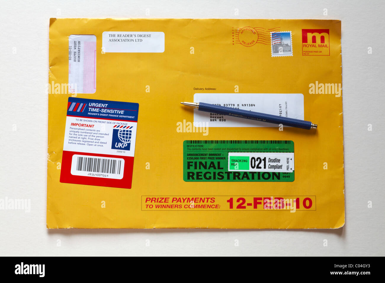 Readers Digest Association Ltd mail isolati su sfondo bianco Foto Stock