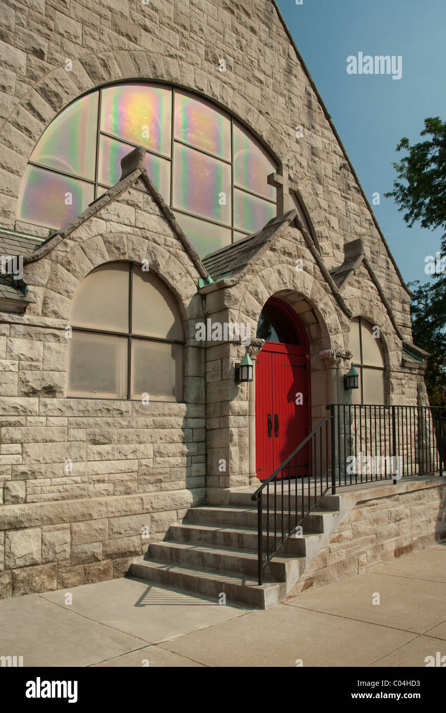 Trinità chiesa episcopale è un inclusivo, Anglo-Catholic parrocchia della diocesi del nord indiana. Ingresso Foto Stock