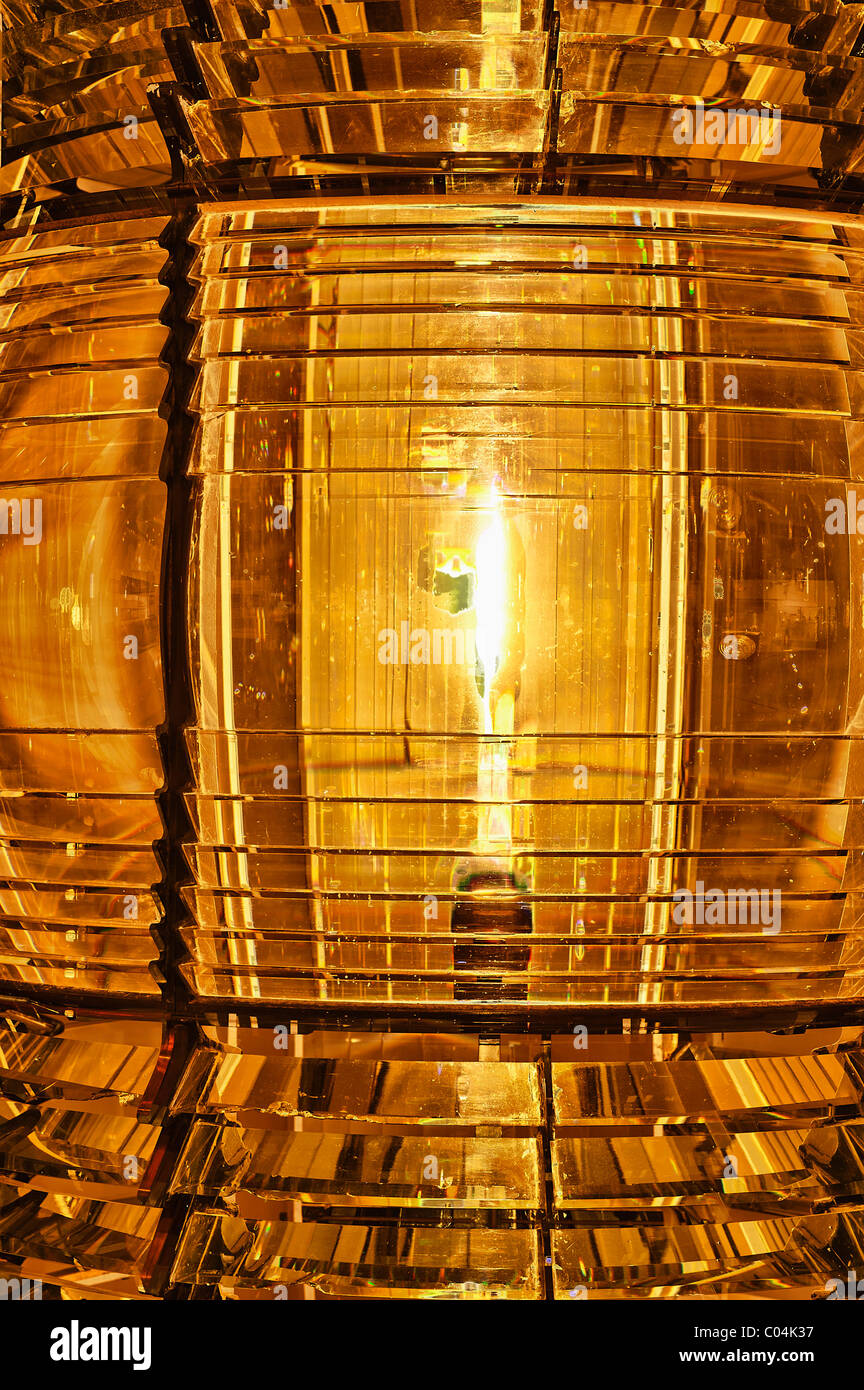 Lente di Fresnel, maine Faro Museo, Rockland, Maine, ME, Stati Uniti d'America Foto Stock