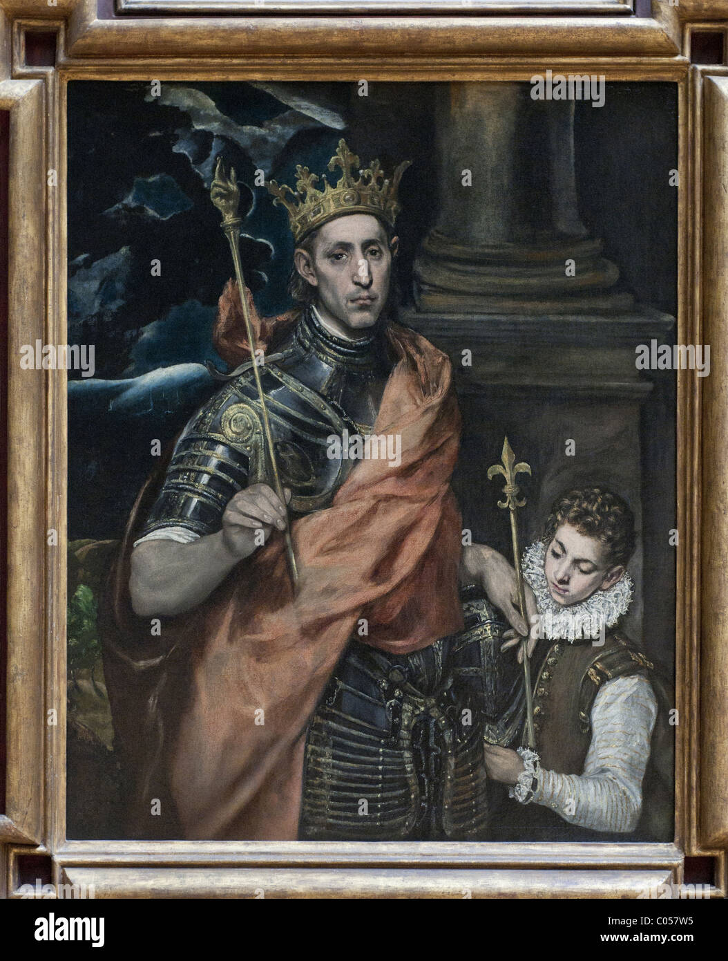 Domenico Theotocopoulos - El Greco Saint Louis, roi de France et ONU 1590 pagina XVII secolo Foto Stock