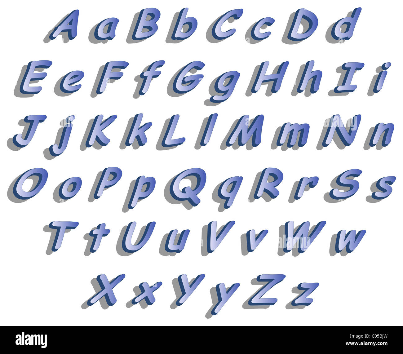 L'alfabeto inglese, volume le lettere in corsivo Foto stock - Alamy
