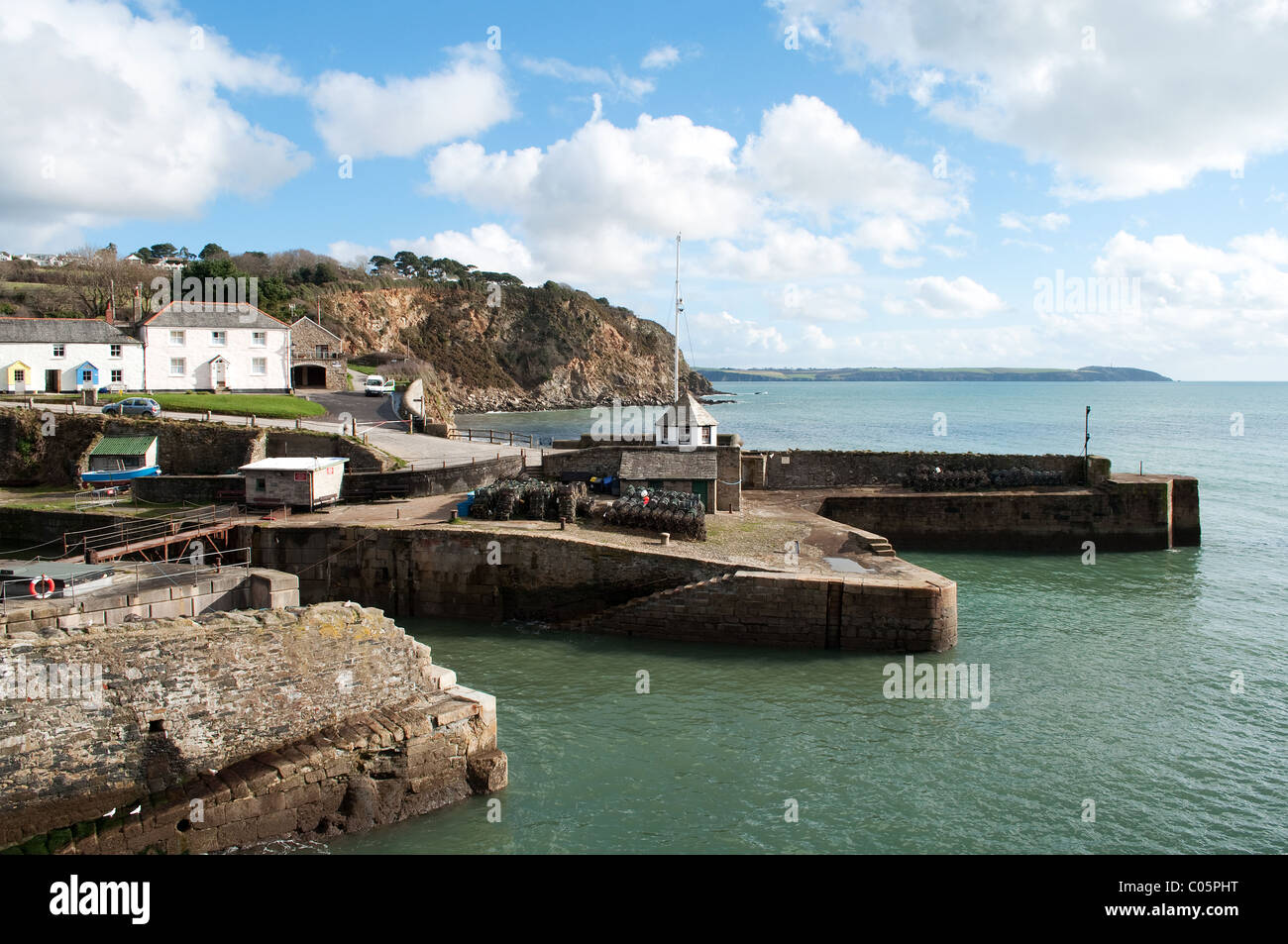 Il Georgian storico porto di Charlestown in Cornwall, Regno Unito Foto Stock