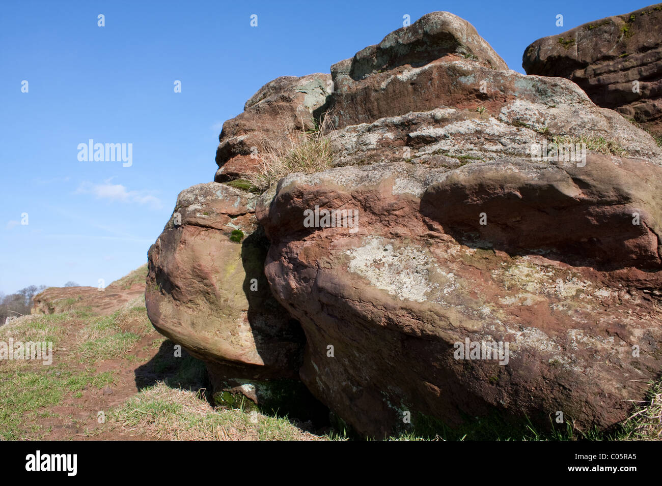 Un promontorio roccioso in un campo Foto Stock