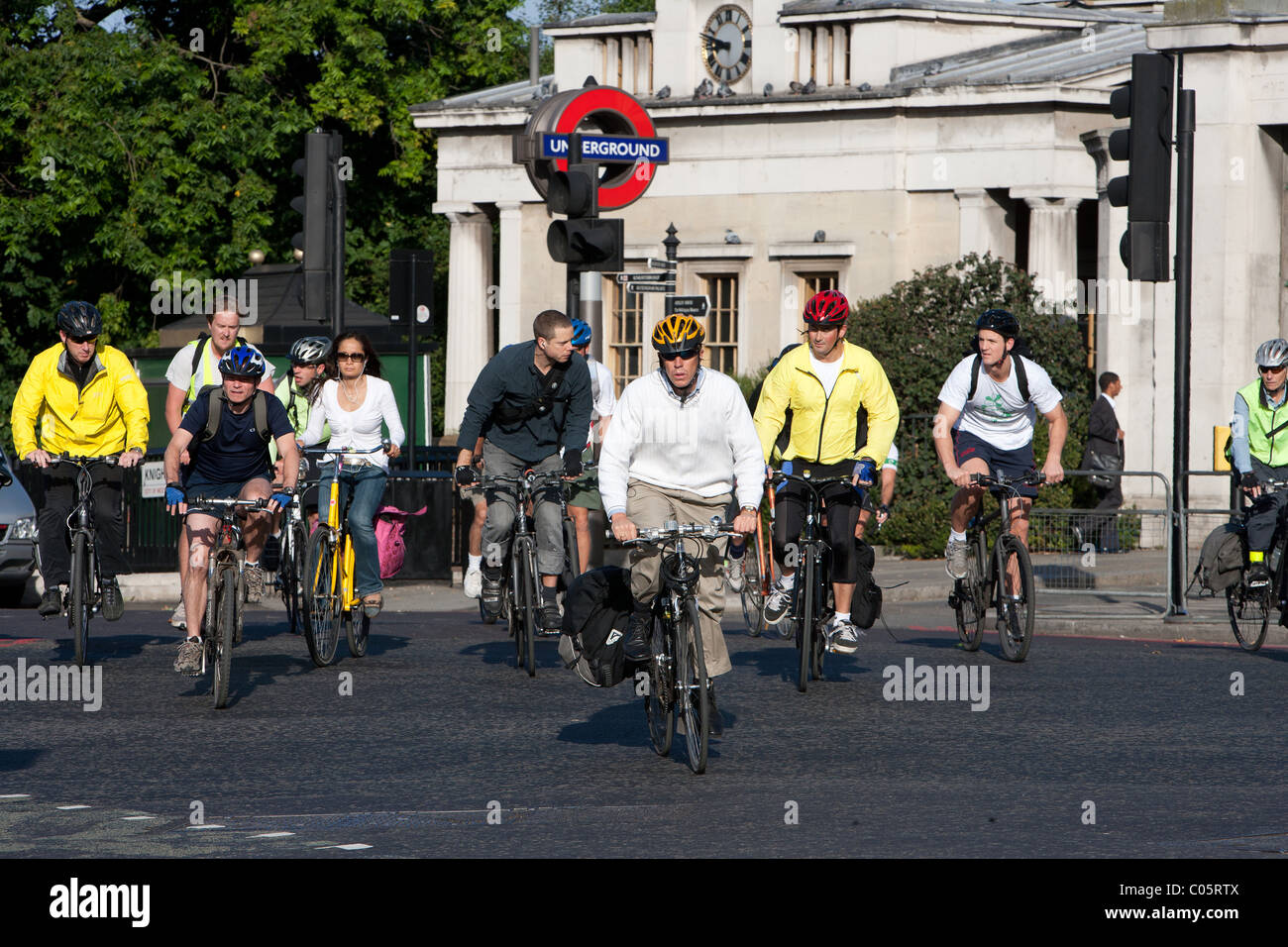 Ciclisti di Londra Foto Stock