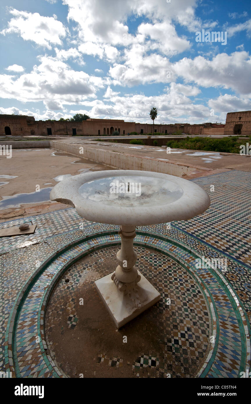 Ampio angolo di immagini dal Palazzo El Badi a Marrakech, Marocco Foto Stock