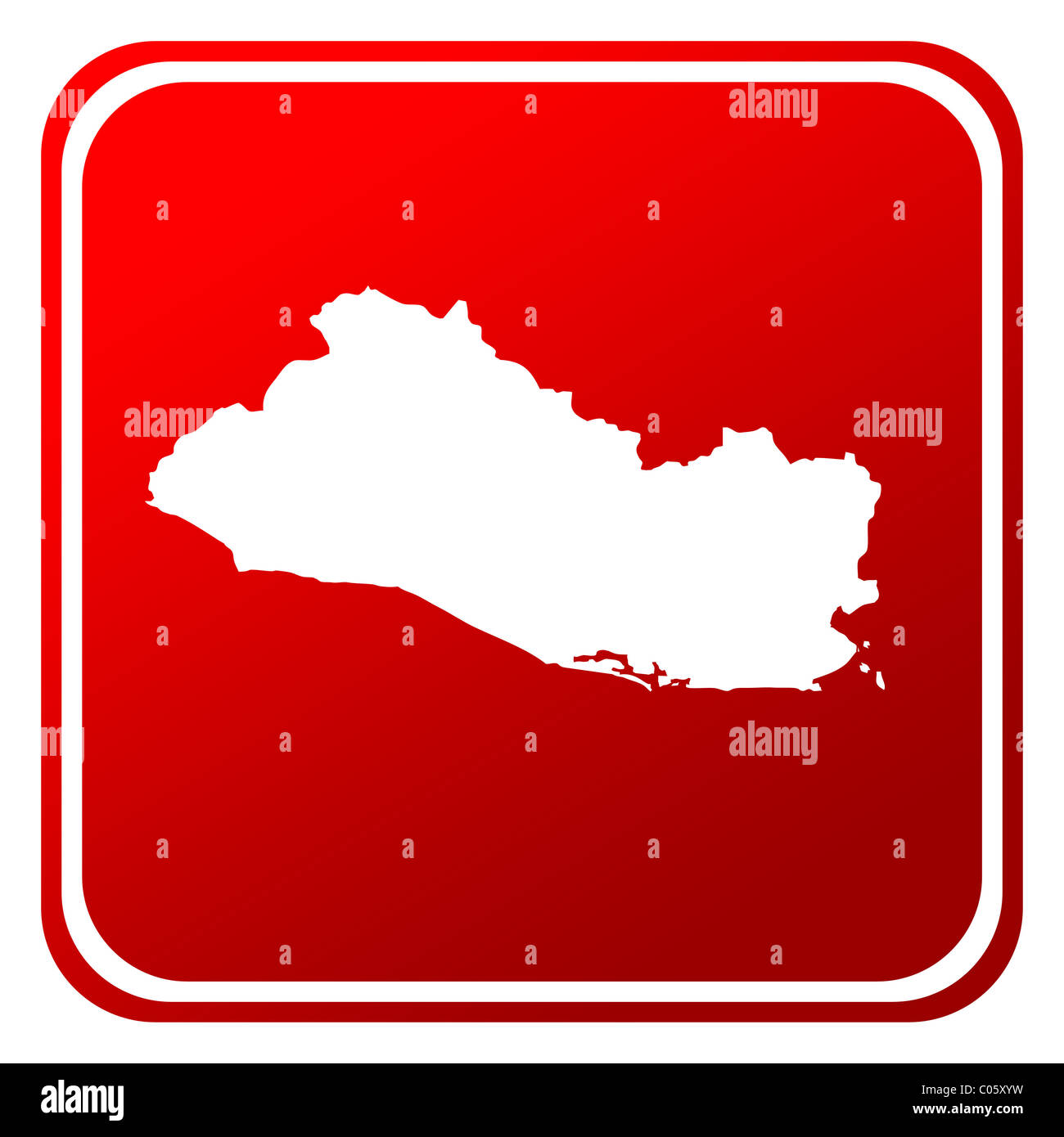 El Salvador rosso pulsante mappa isolati su sfondo bianco. Foto Stock