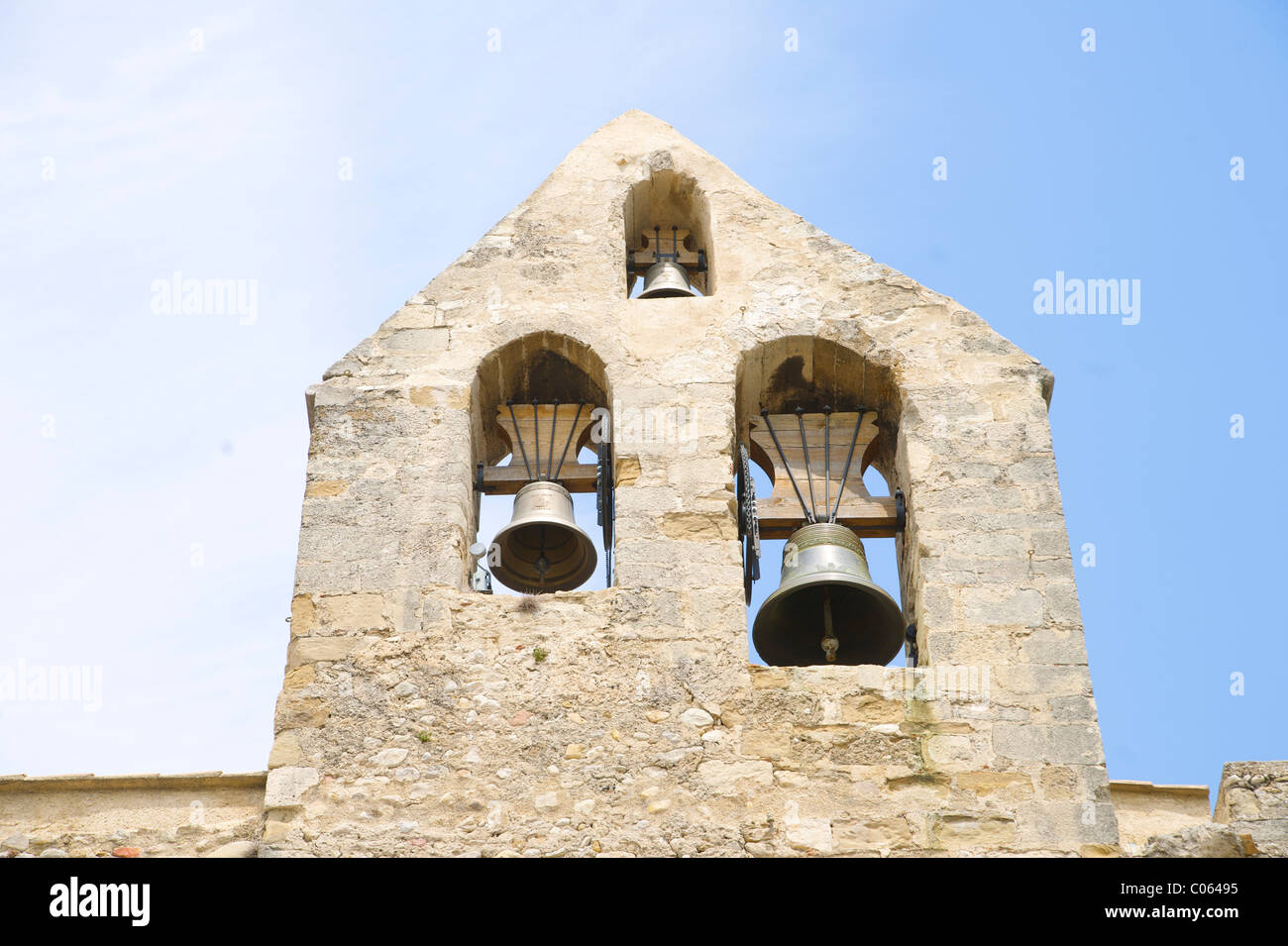 Torre campanaria in Rasteau, Provenza, Francia meridionale, Europa Foto Stock