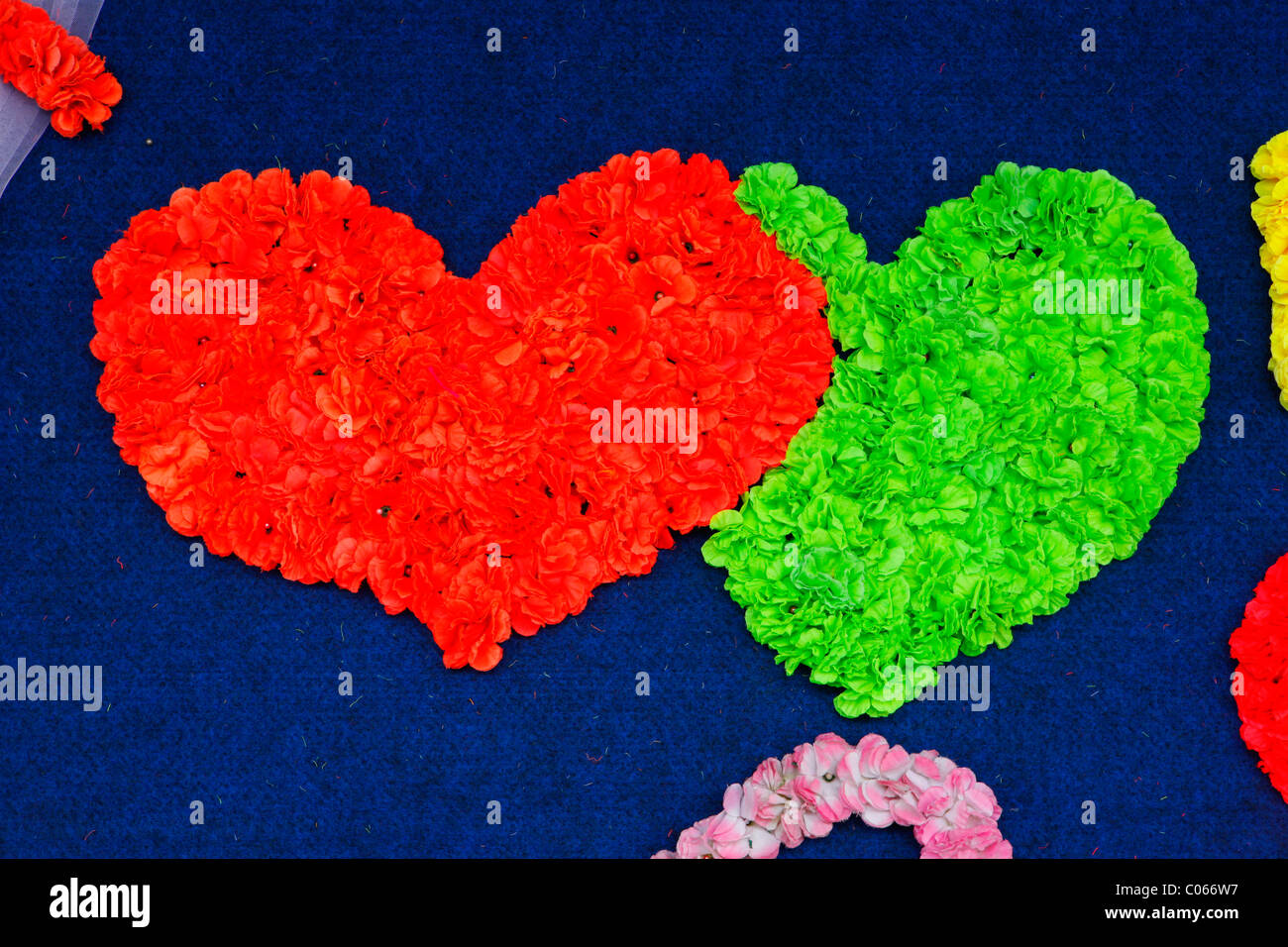 Cuori di fiori e decorazioni per matrimoni, Siantar, Batak regione, Sumatra, Indonesia, Asia Foto Stock