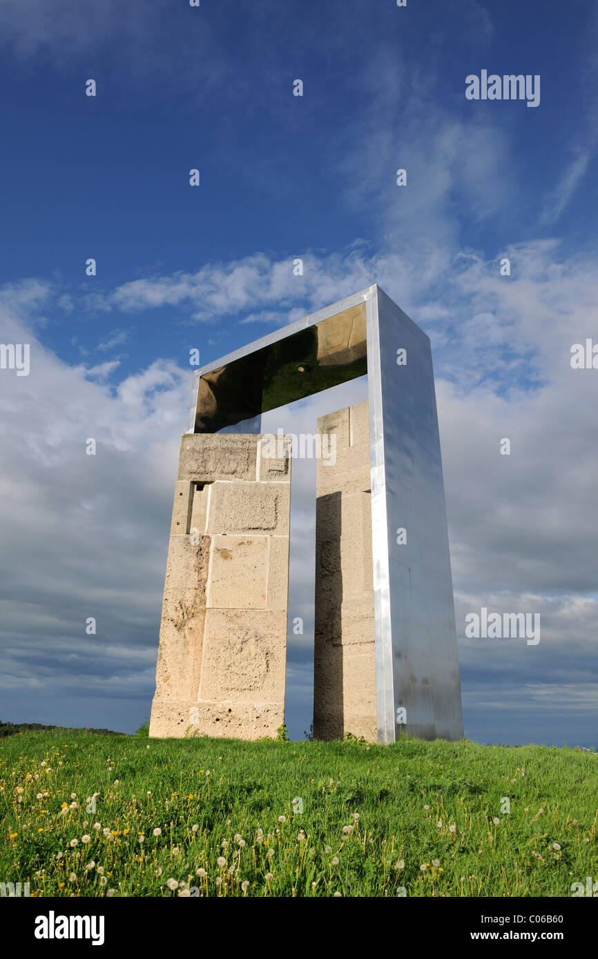 Porta della conoscenza, artwork realizzato dal conglomerato Lindabrunner pietra, Simposio Lindabrunn, Triestingtal, Austria Inferiore, Austria Foto Stock