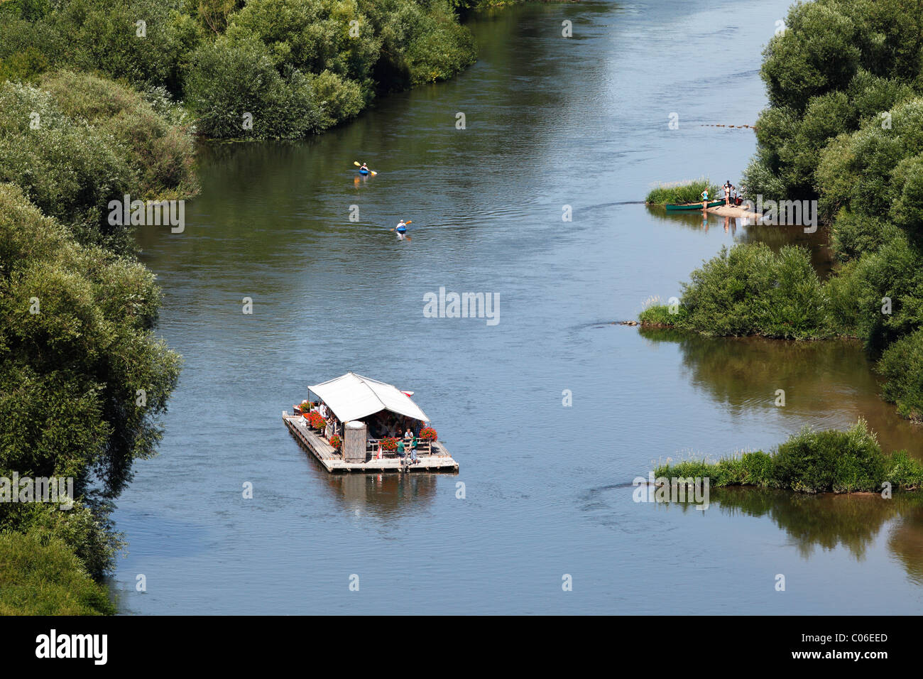 Raft, vecchio fiume principale, Nordheim am Main, Mainschleife, loop nel fiume principale, Mainfranken, bassa Franconia, Franconia, Bavaria Foto Stock
