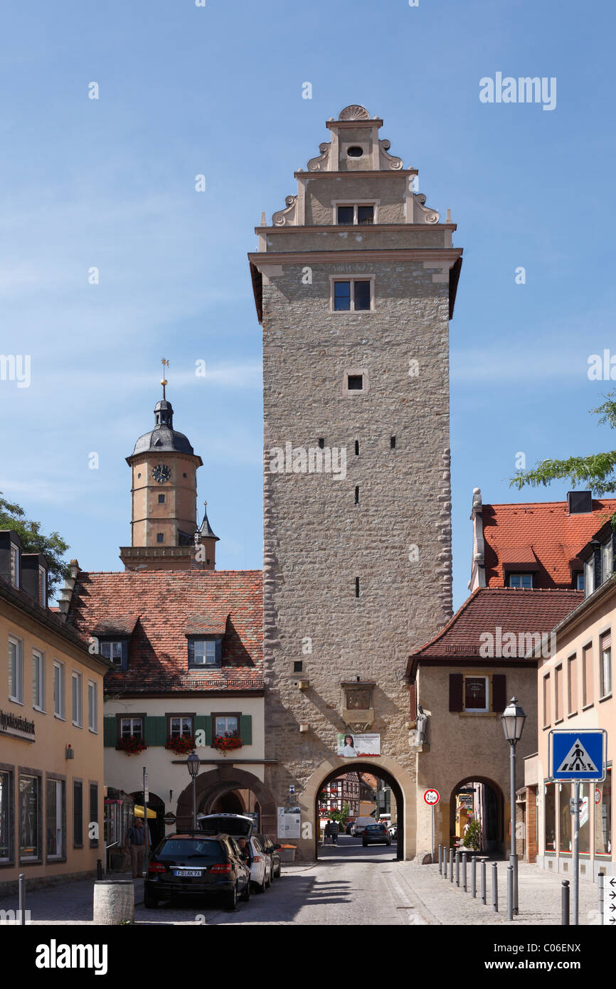 Gate superiore, Volkach, Mainfranken, bassa Franconia, Franconia, Baviera, Germania, Europa Foto Stock