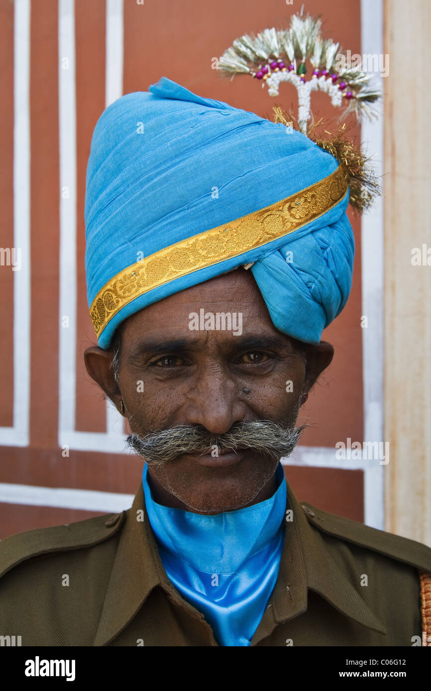 Indiano con turbante, Nord India, India, Asia Foto Stock