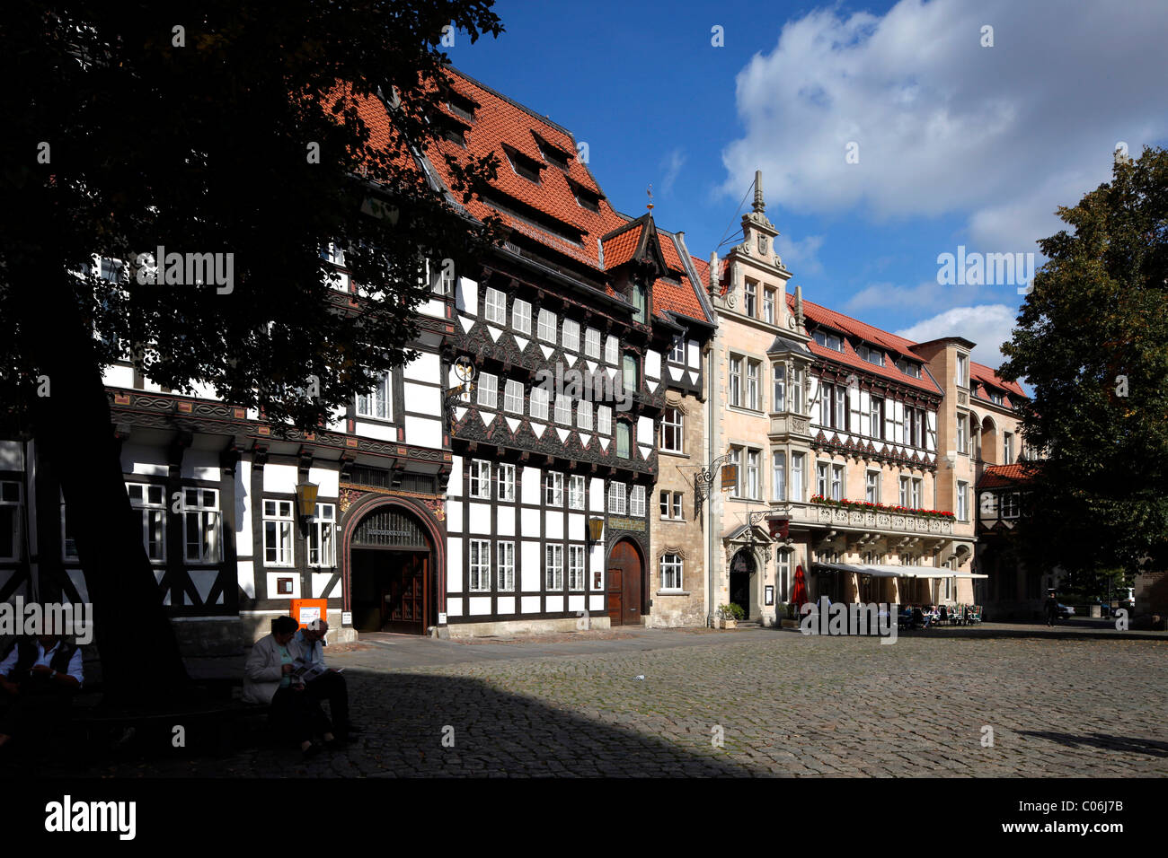 Camera di Commercio di Von Haus Veltheimsches edificio, guild house nel Huneborstelsches Haus edificio, Hotel Deutsches Haus Foto Stock